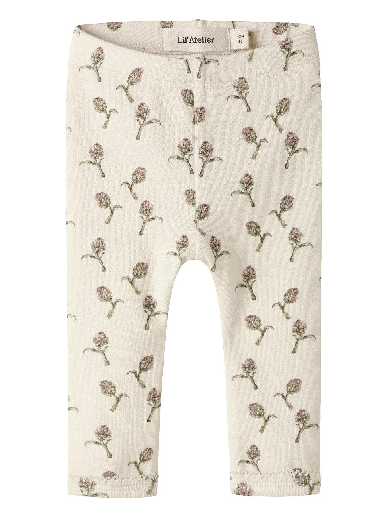 Lil Atelier Baby Girls Printed Leggings - Cream