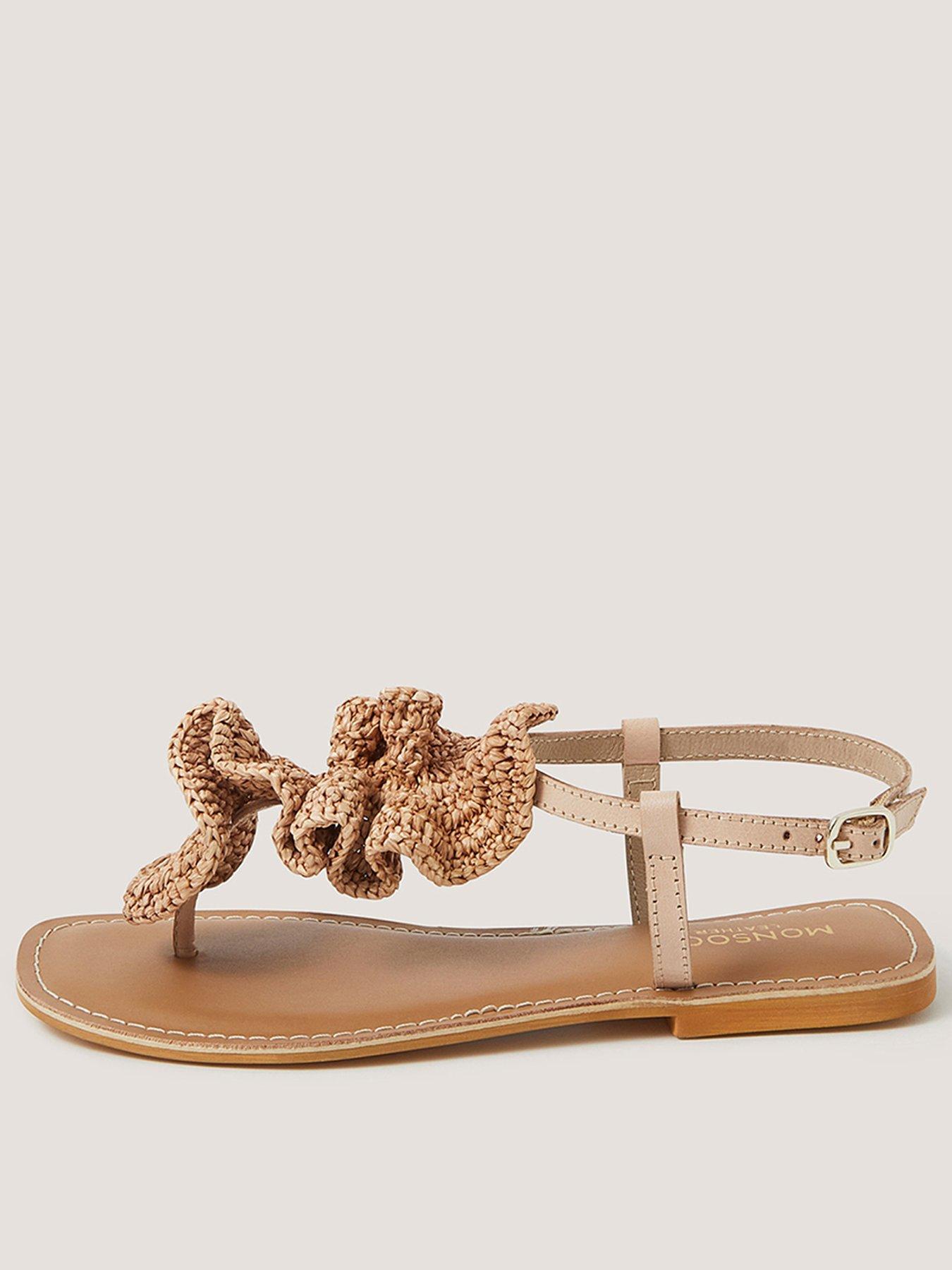 Monsoon Rosa Raffia Thong Sandal - Cream