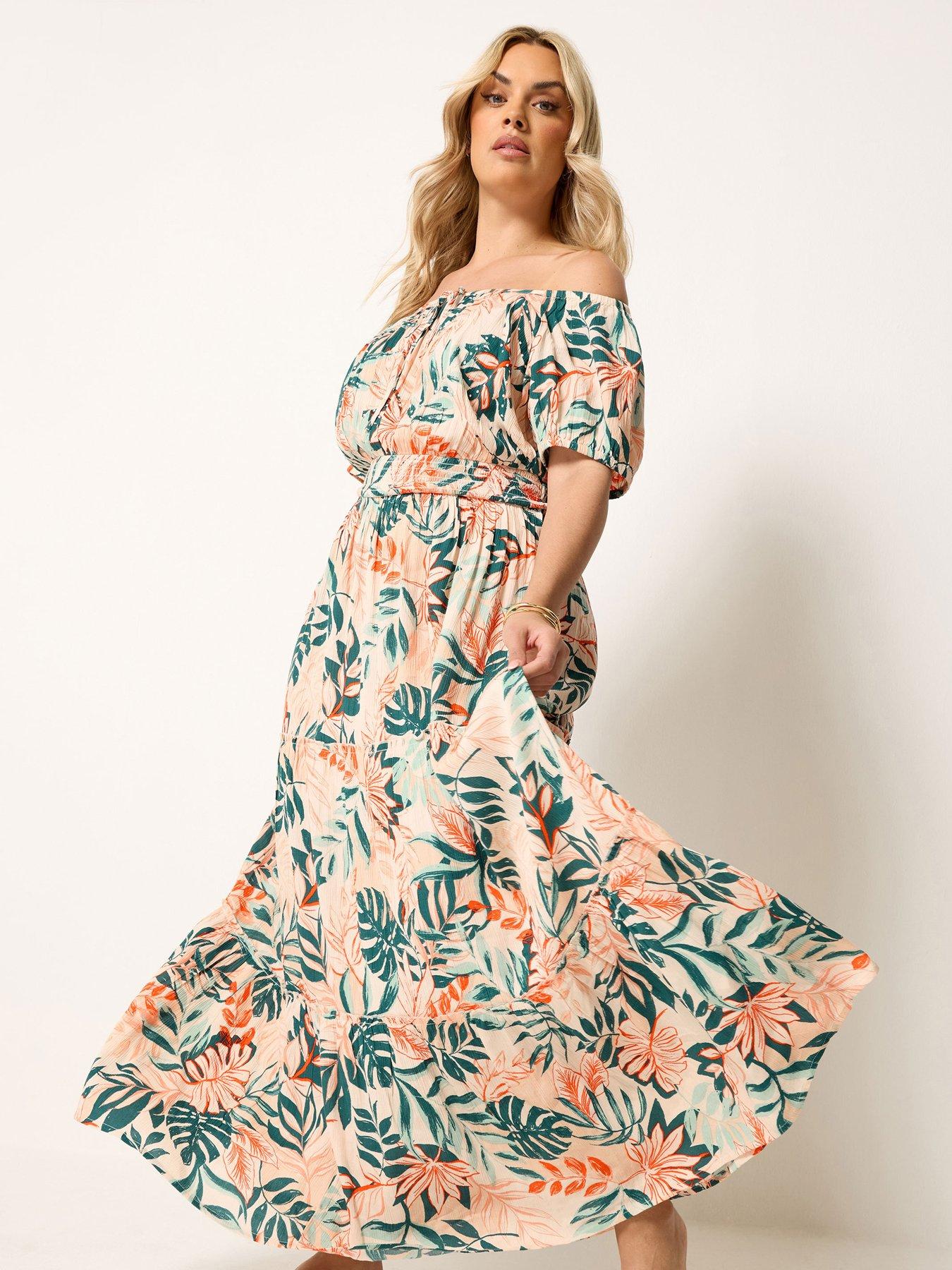 Yours Curve Gypsy Bardot Maxi Dress - Cream
