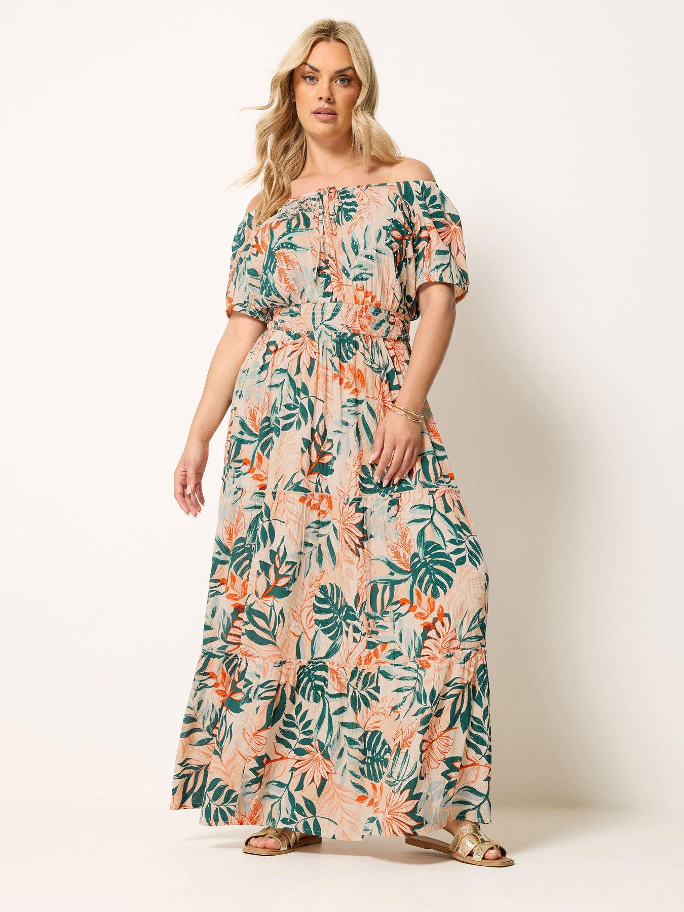 Image 3 of 4 of Yours Curve Gypsy Bardot Maxi Dress - Cream