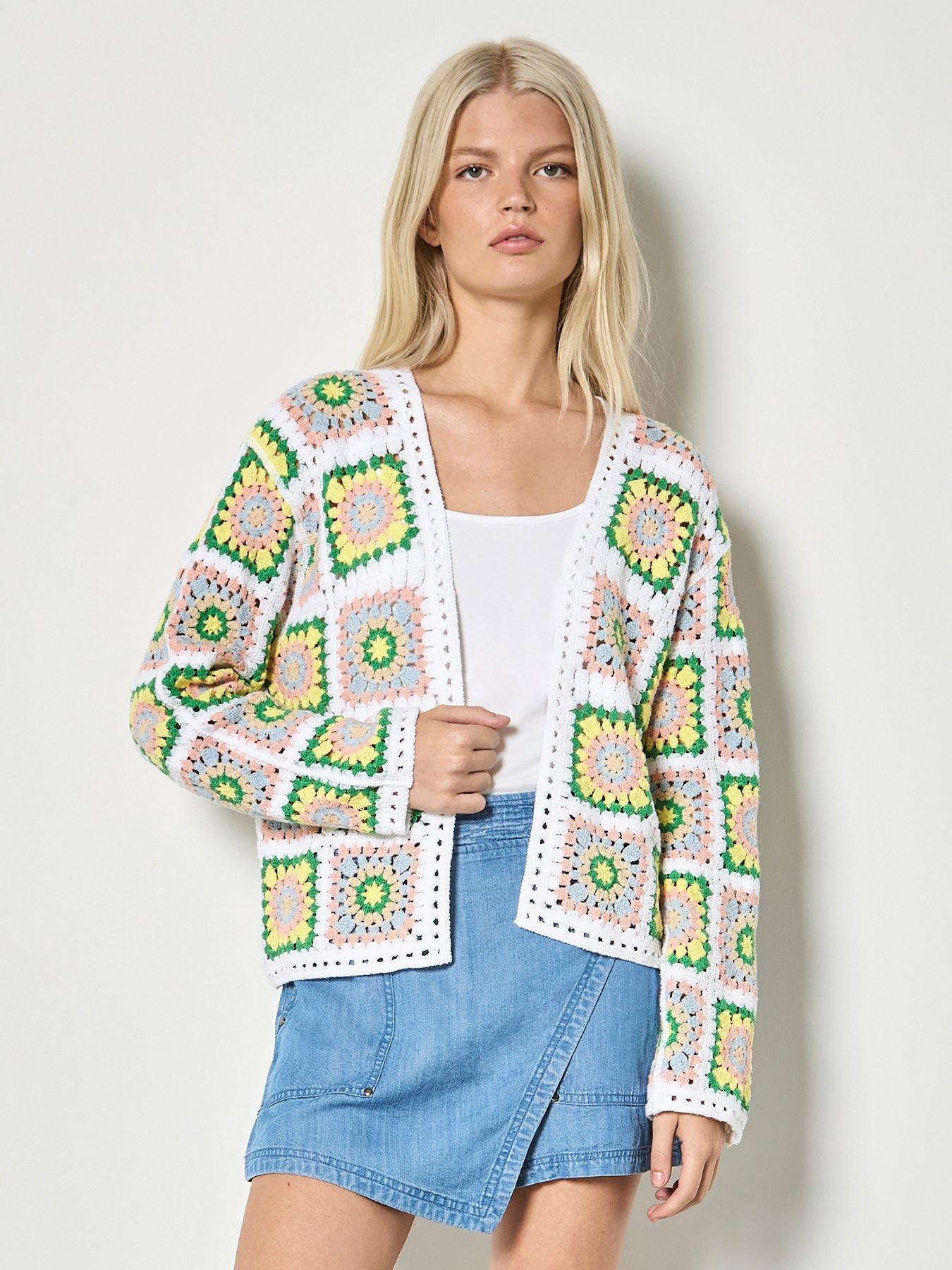 Image 1 of 4 of Apricot Crochet Open Cardigan - Yellow