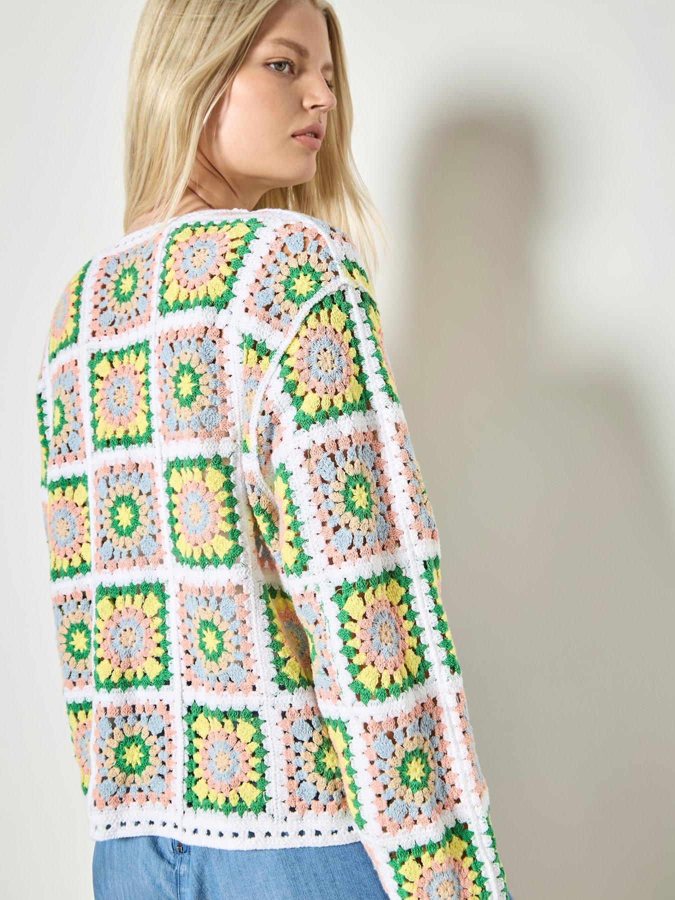 Image 2 of 4 of Apricot Crochet Open Cardigan - Yellow