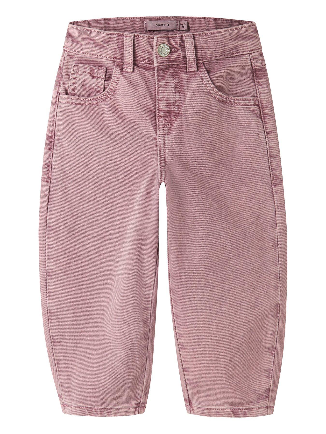 Image 2 of 6 of Name It Mini Girls Barrel Leg Jeans - Pink