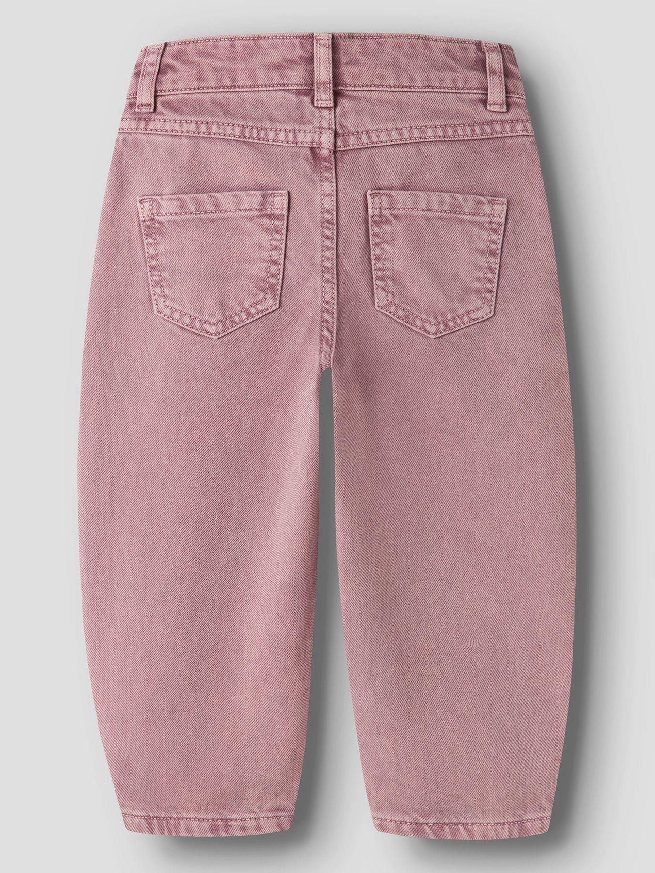 Image 3 of 6 of Name It Mini Girls Barrel Leg Jeans - Pink