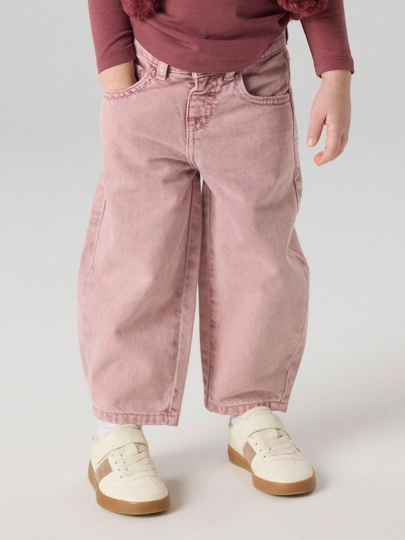 Image 6 of 6 of Name It Mini Girls Barrel Leg Jeans - Pink