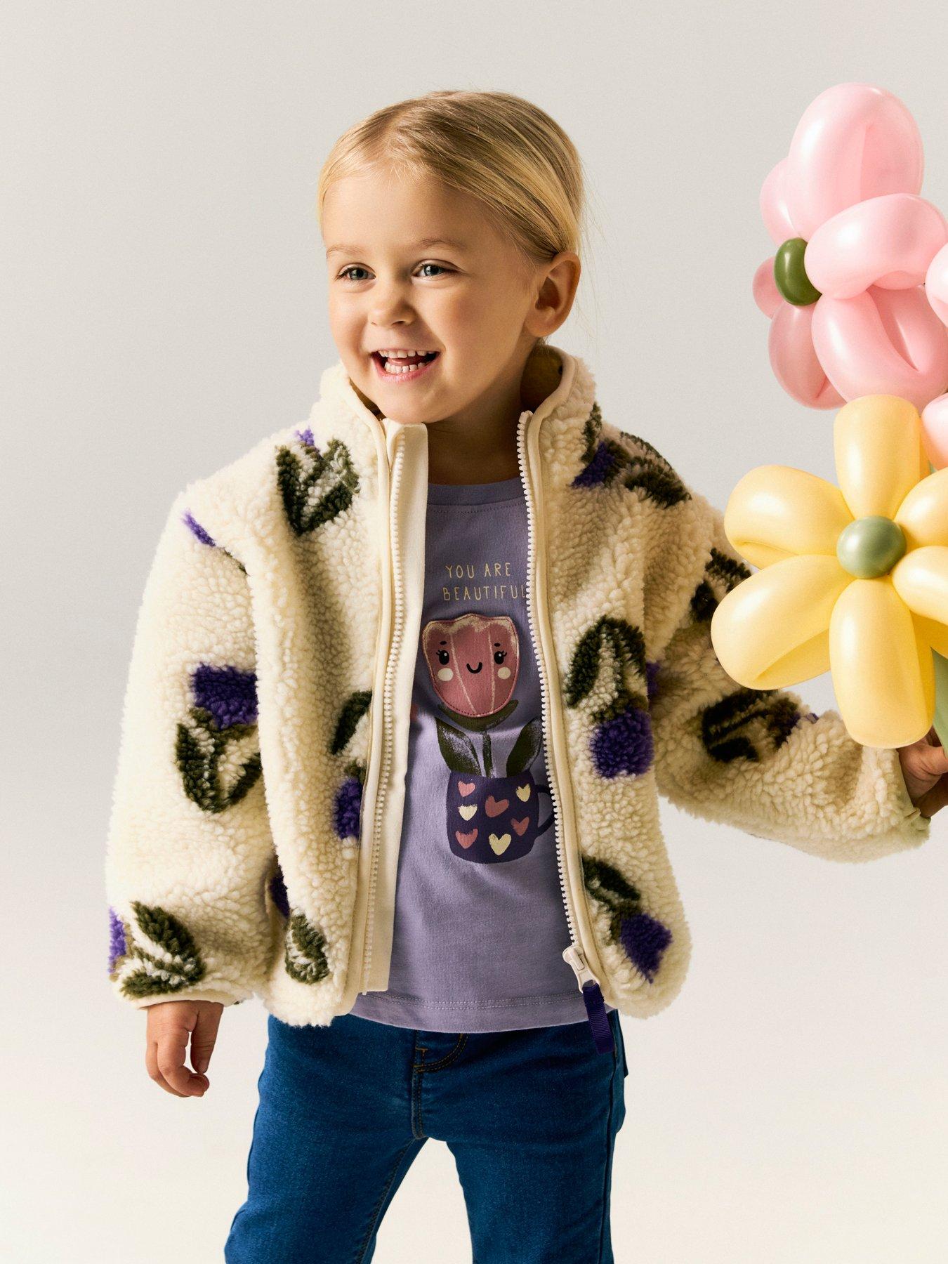 Image 1 of 5 of Name It Mini Girls Tulip Fleece Jacket - Cream