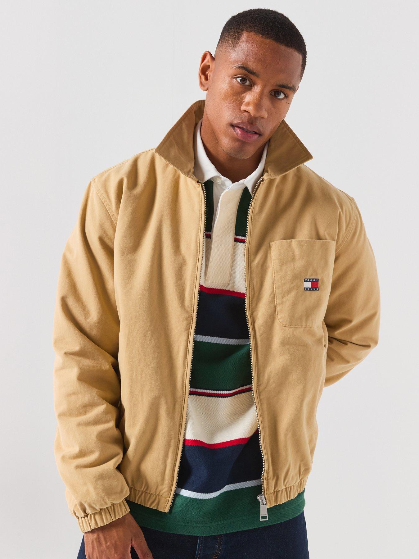 Image 1 of 6 of Tommy Jeans Logo Padded Zip-Through&nbsp;Jacket - Sandy Beige