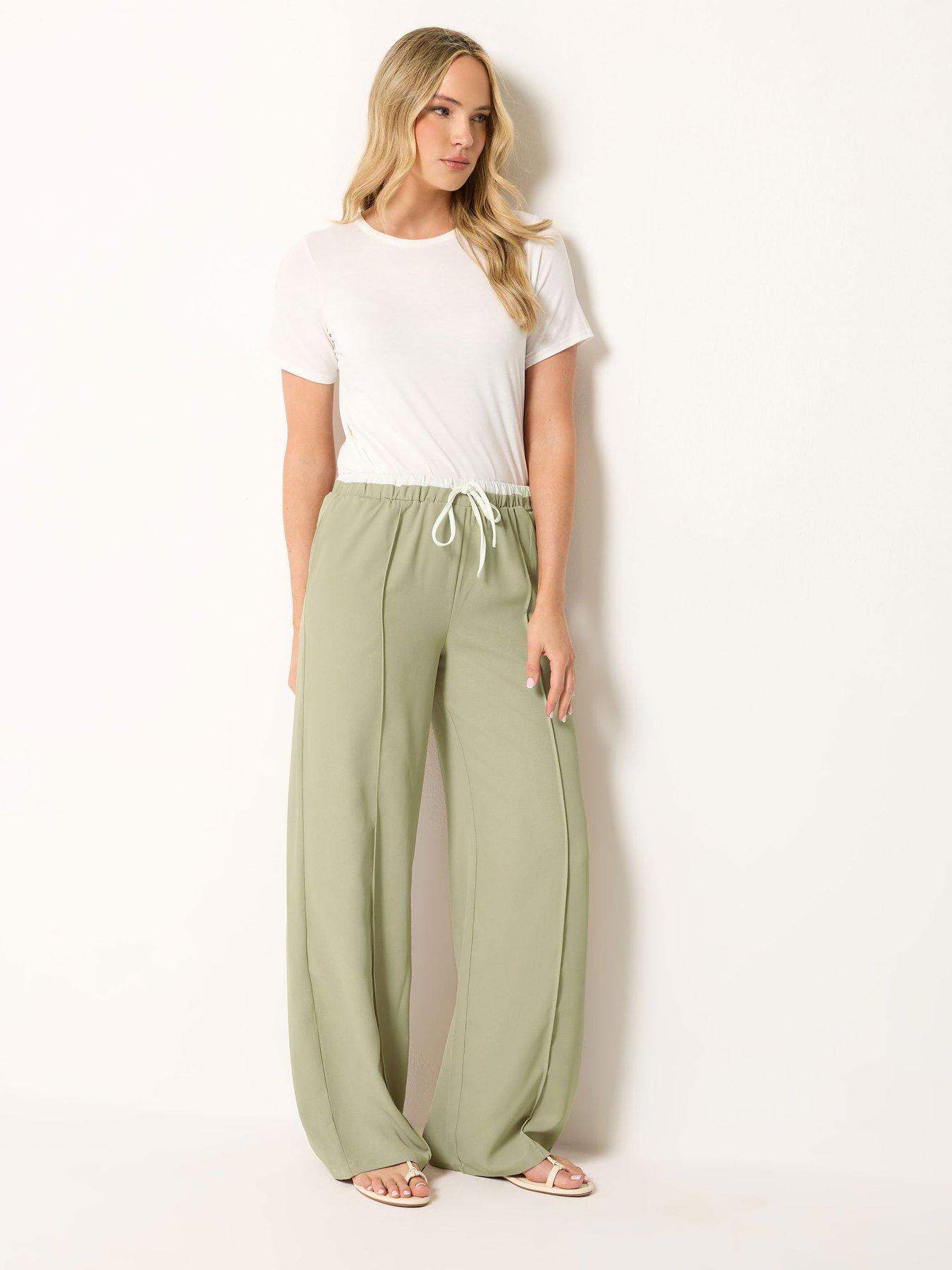 Image 3 of 4 of Long Tall Sally Natural Waistband Wide Leg Trousers 36" - Natural Brown