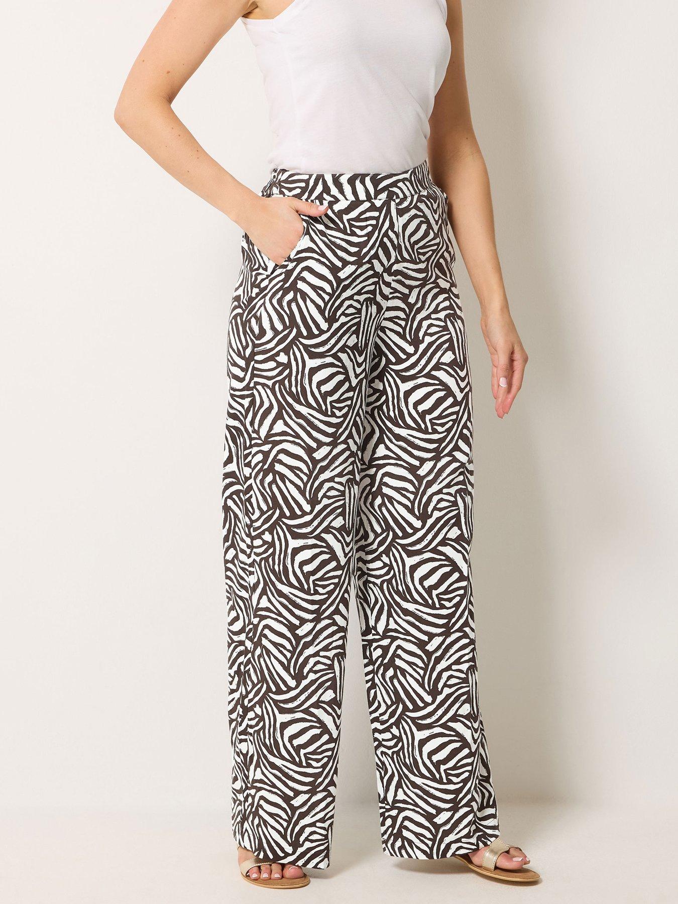 Long Tall Sally Tall Zebra Print Wide Leg Trousers 34"