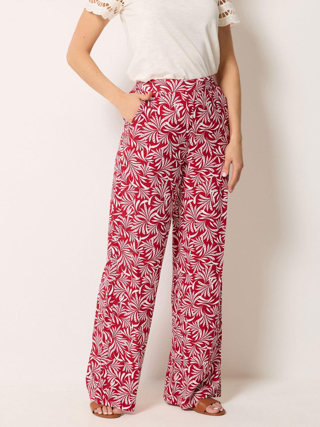 Long Tall Sally Tall Leaf Print Wide Leg Trousers 34"