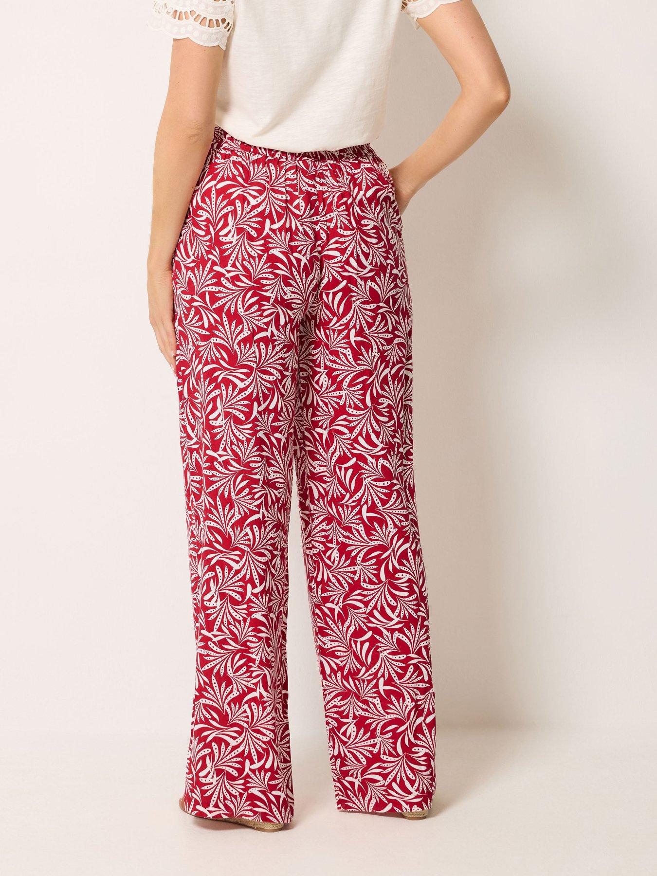 Image 2 of 4 of Long Tall Sally Tall Leaf Print Wide Leg Trousers 34"