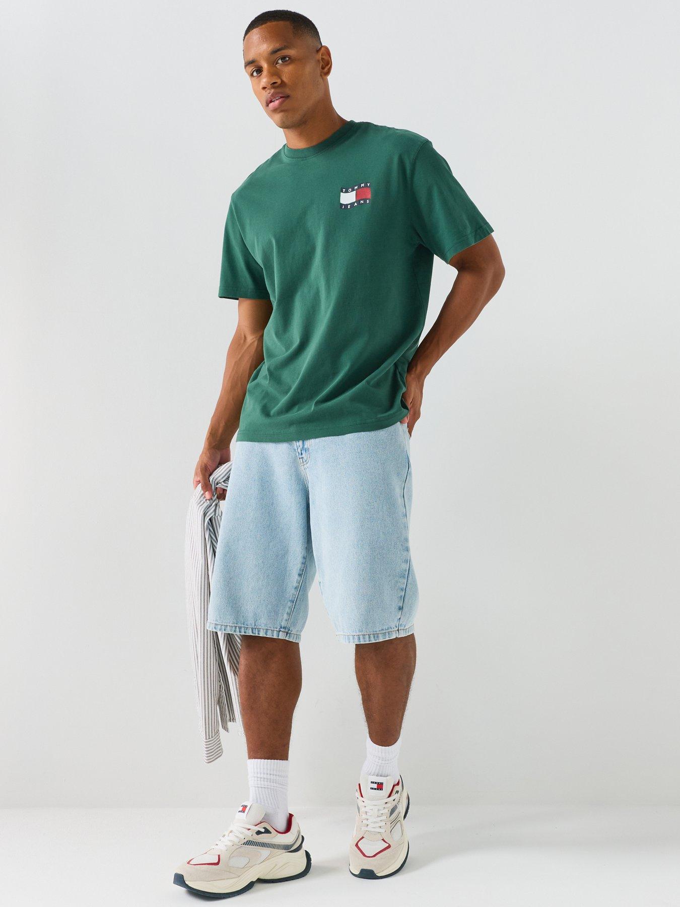Image 3 of 6 of Tommy Jeans Mens Relaxed Wavy Flag Graphic T-Shirt - Green
