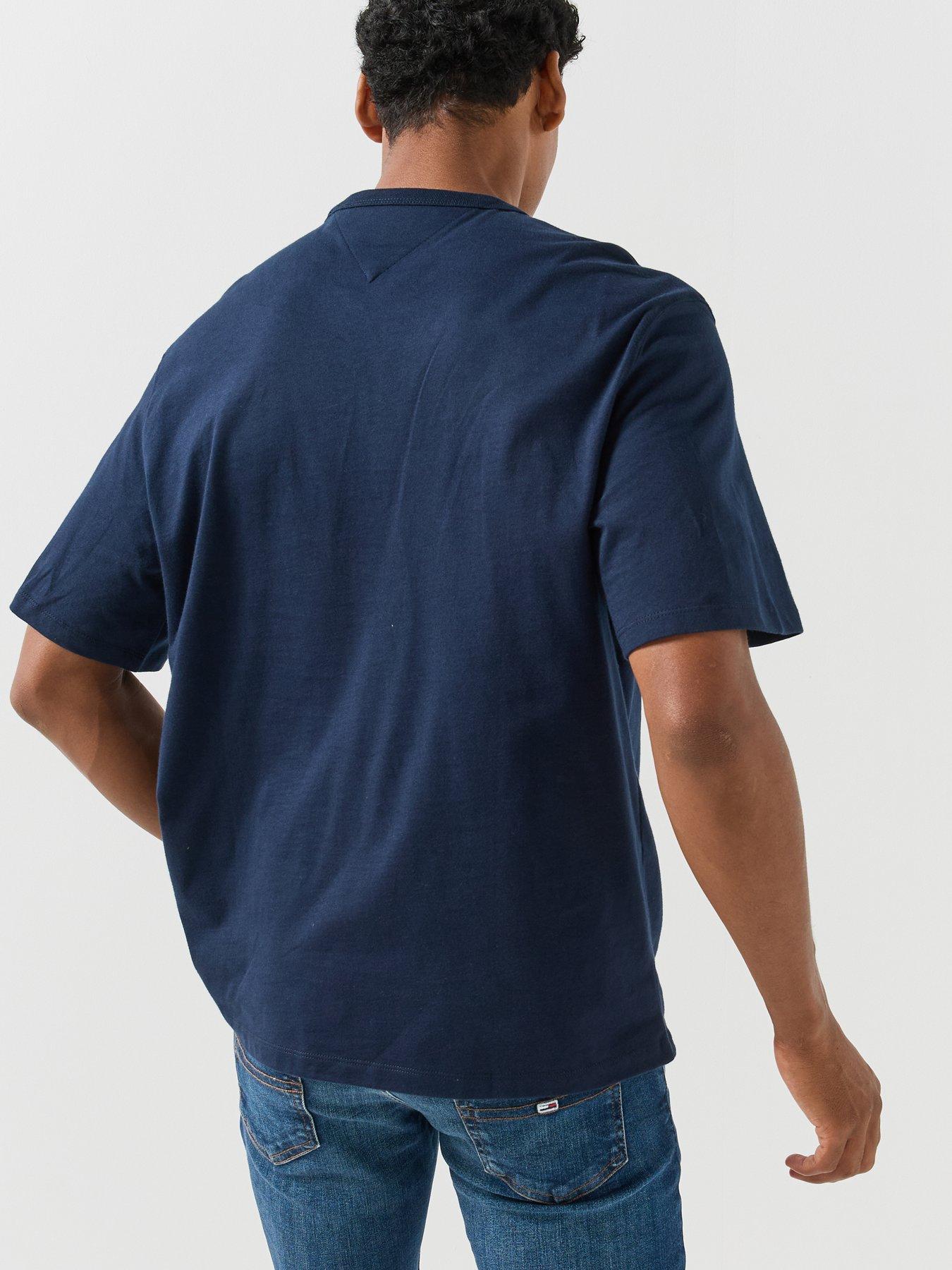 Image 2 of 5 of Tommy Jeans Mens 90s Logo Print Regular Fit T-Shirt - Navy