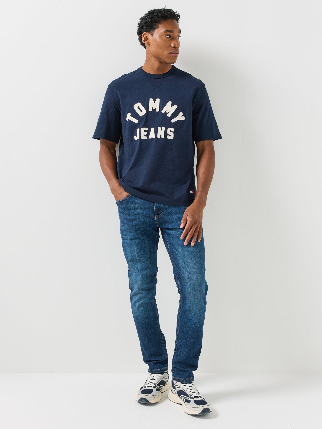 Image 3 of 5 of Tommy Jeans Mens 90s Logo Print Regular Fit T-Shirt - Navy