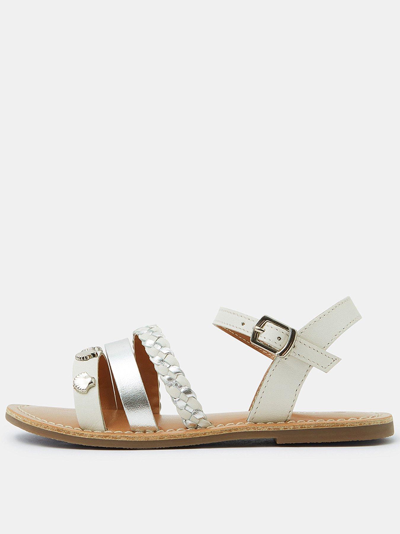 Accessorize Girls Shell Metallic Sandals - White
