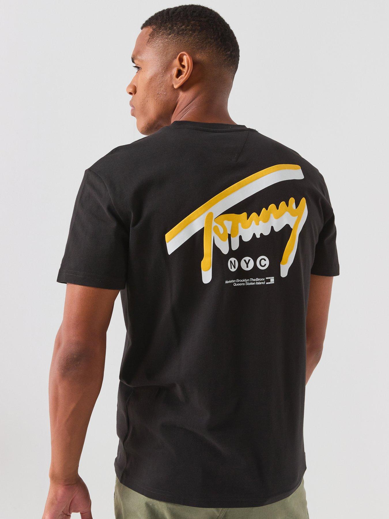 Image 1 of 6 of Tommy Jeans Regular Signature Backprint Short Sleeve T-Shirt - Black