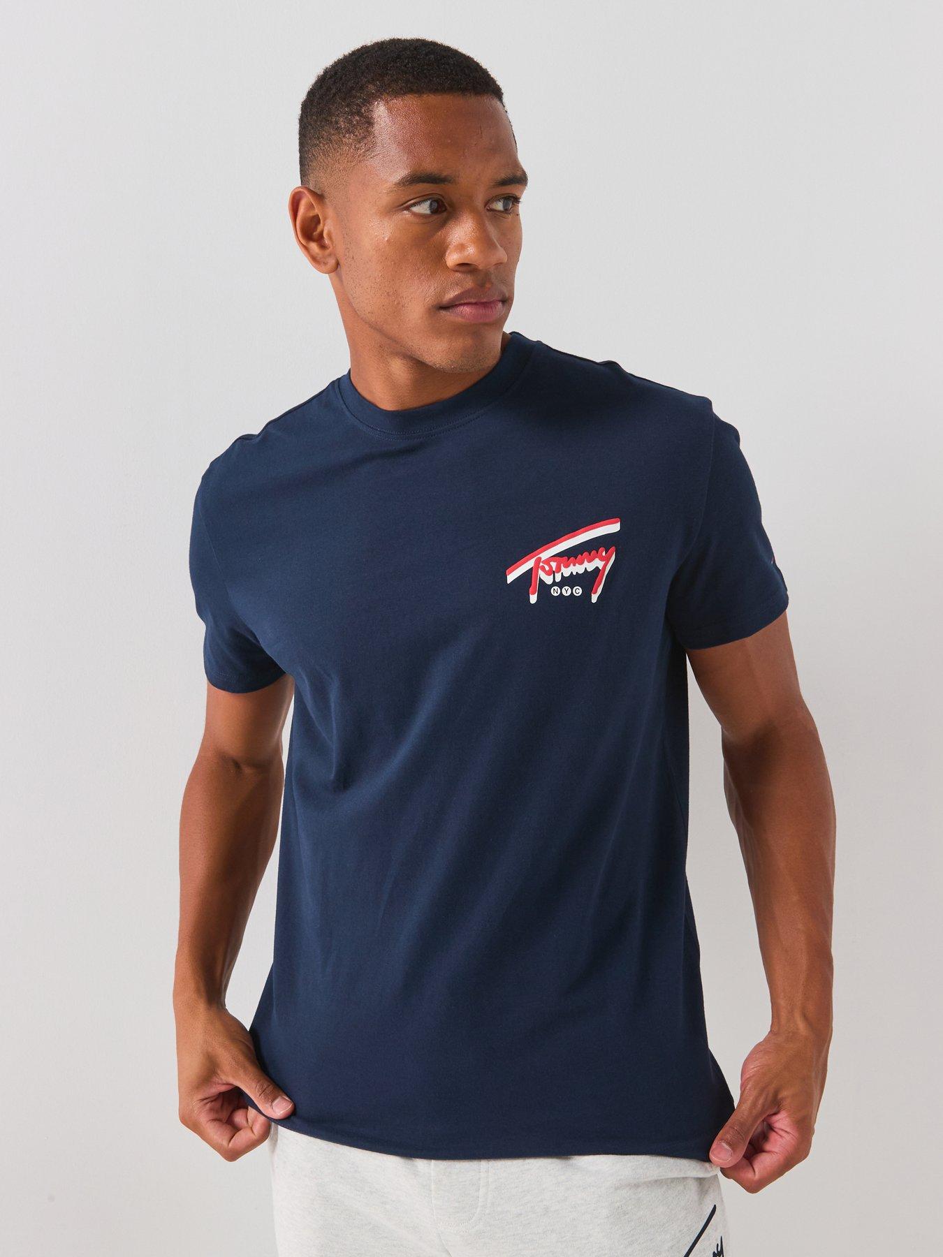 Image 2 of 6 of Tommy Jeans Regular Signature Backprint Short Sleeve T-Shirt - Blue
