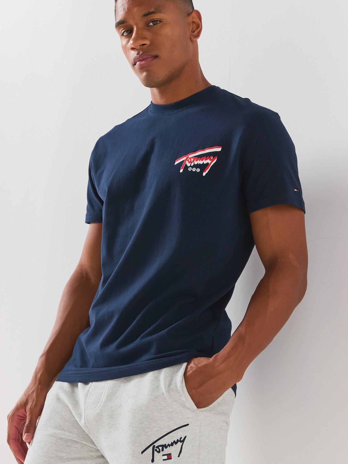 Image 5 of 6 of Tommy Jeans Regular Signature Backprint Short Sleeve T-Shirt - Blue