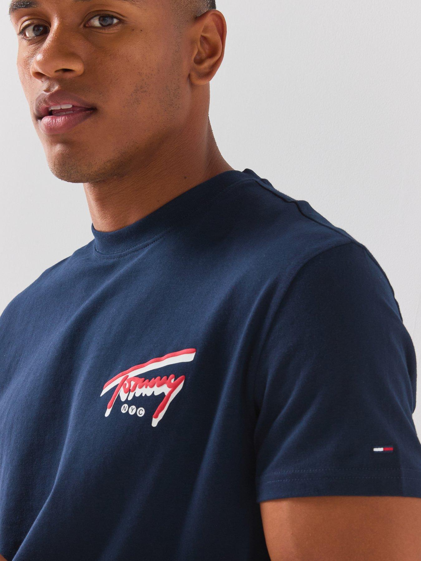 Image 6 of 6 of Tommy Jeans Regular Signature Backprint Short Sleeve T-Shirt - Blue