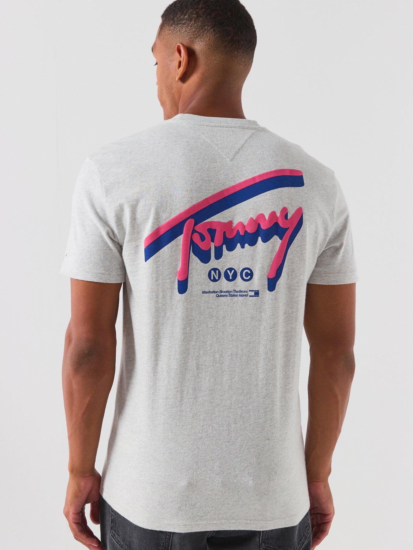 Tommy Jeans Regular Signature Backprint Short Sleeve T-Shirt - Grey