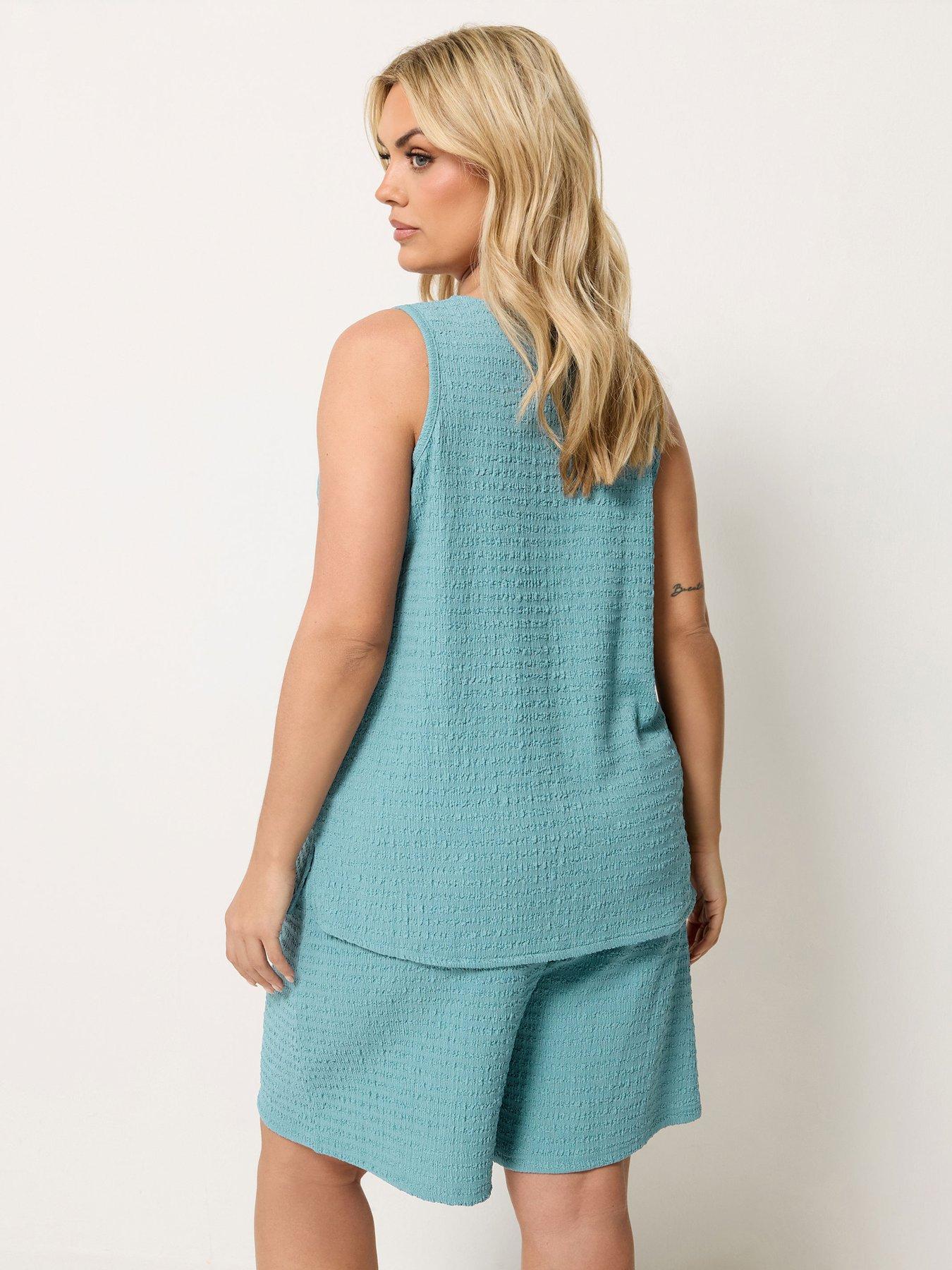 Image 2 of 5 of Yours Curve Textured Waistcoat Bow Detail Co-Ord - Blue