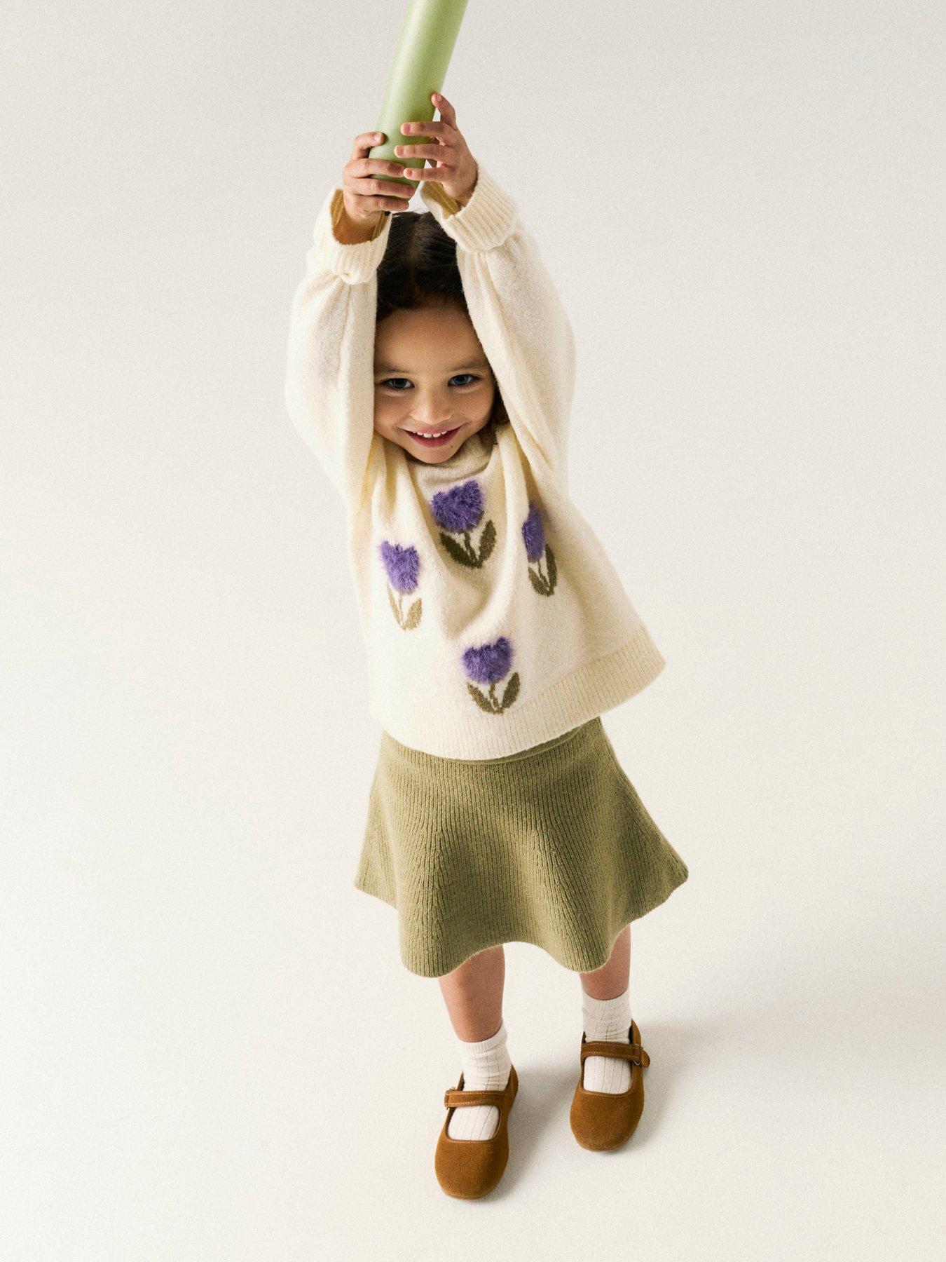 Image 5 of 5 of Name It Mini Girls 3d Tulip Knitted Jumper - Cream