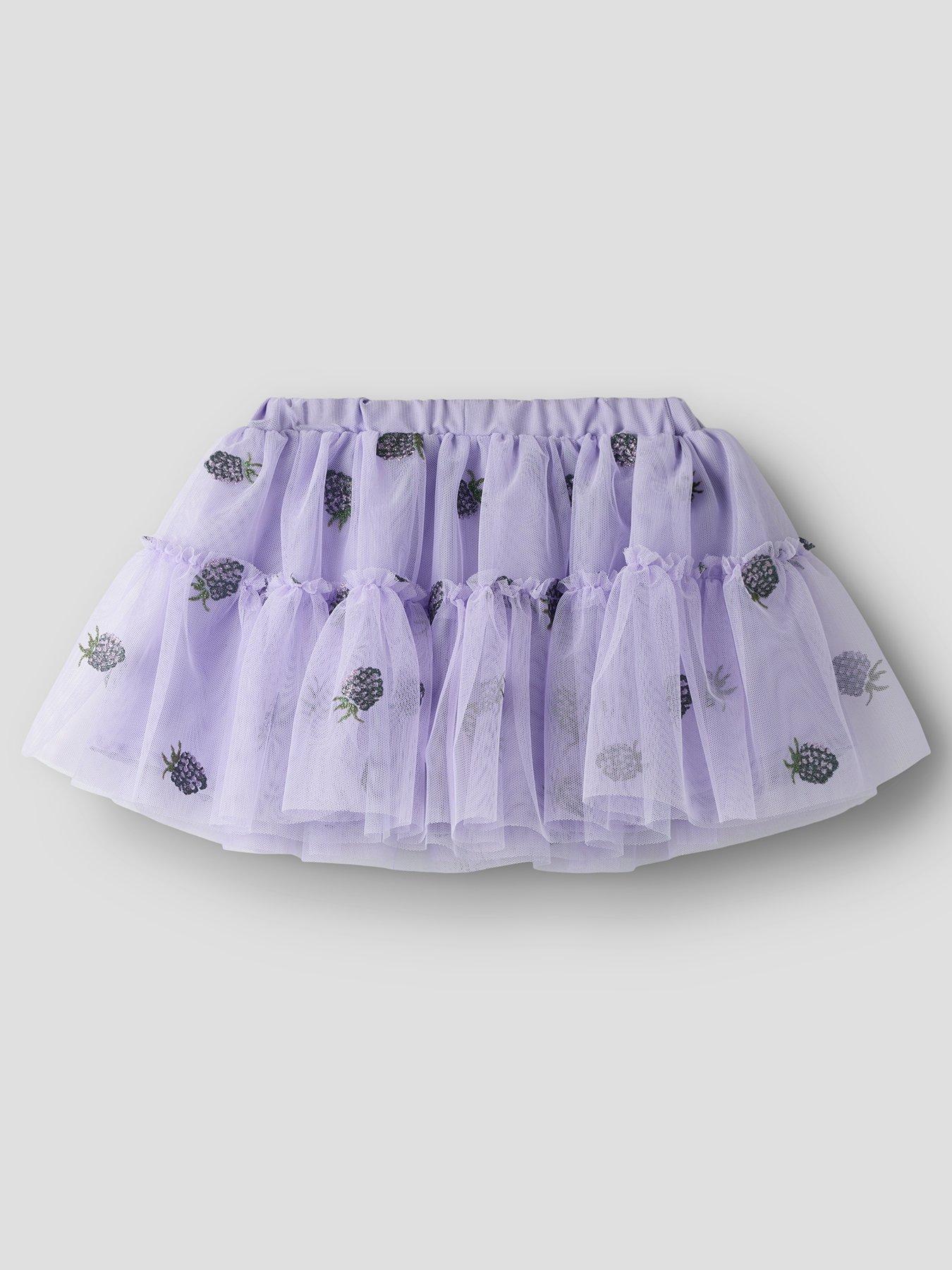 Image 2 of 3 of Name It Mini Girls Embroidered Tulle Skirt - Purple