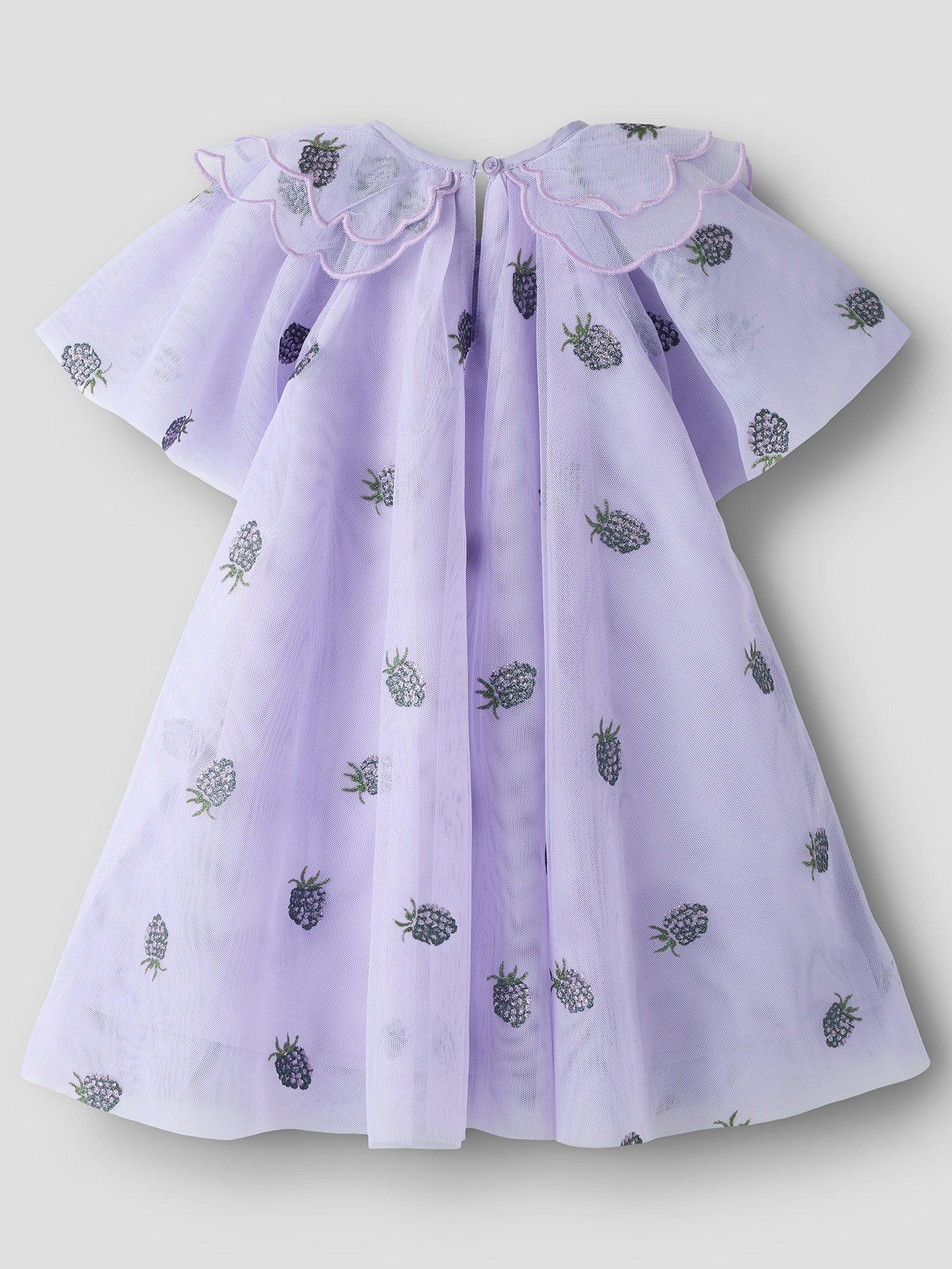 Image 2 of 3 of Name It Mini Girls Embroidered Tulle Dress - Purple