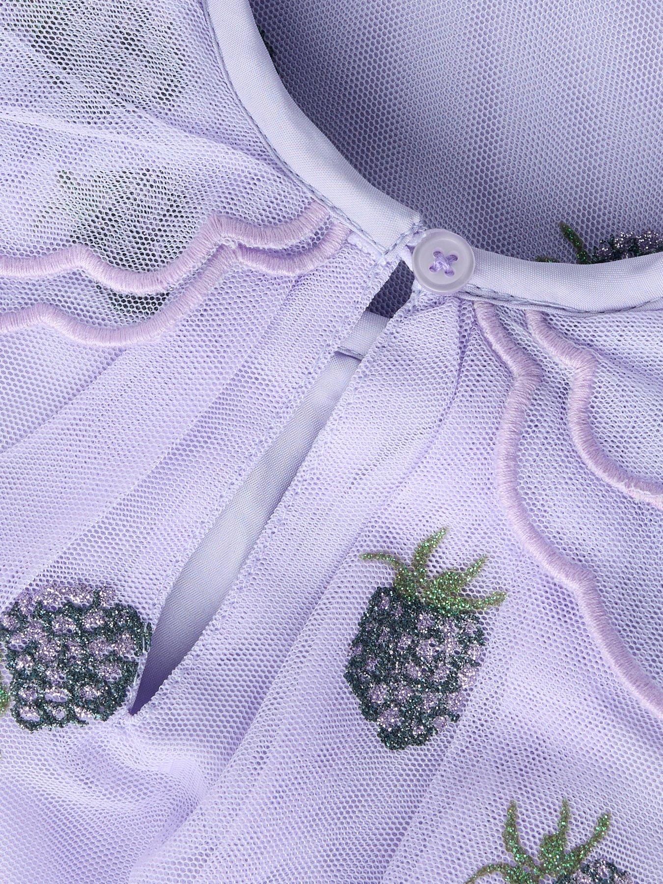 Image 3 of 3 of Name It Mini Girls Embroidered Tulle Dress - Purple