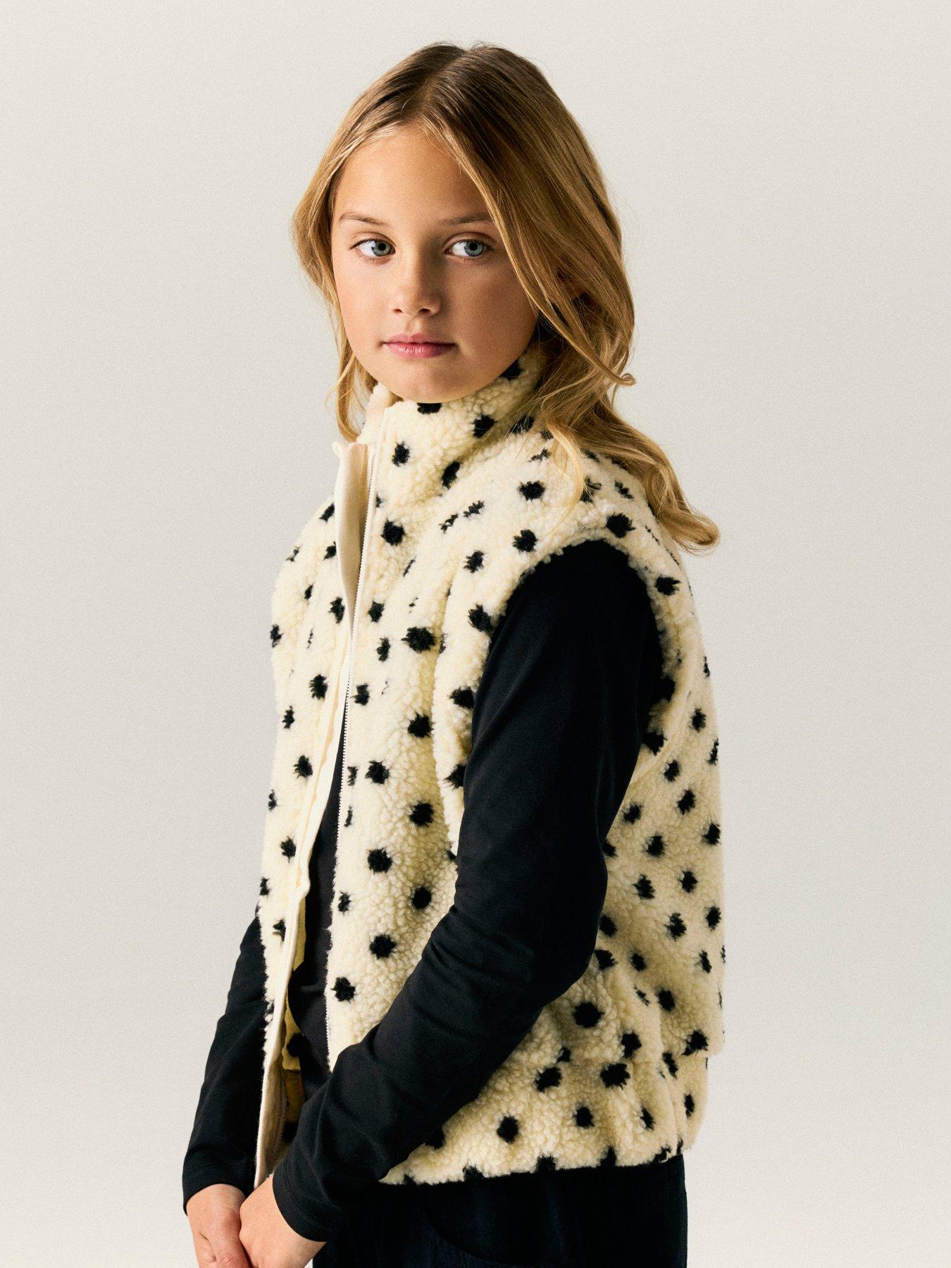 Name It Girls Spot Fleece Gilet - Cream