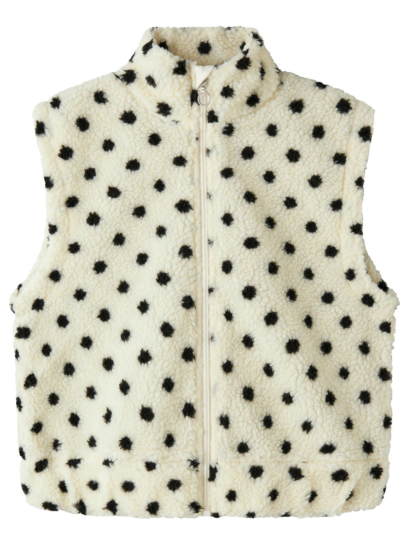 Image 2 of 5 of Name It Girls Spot Fleece Gilet - Cream