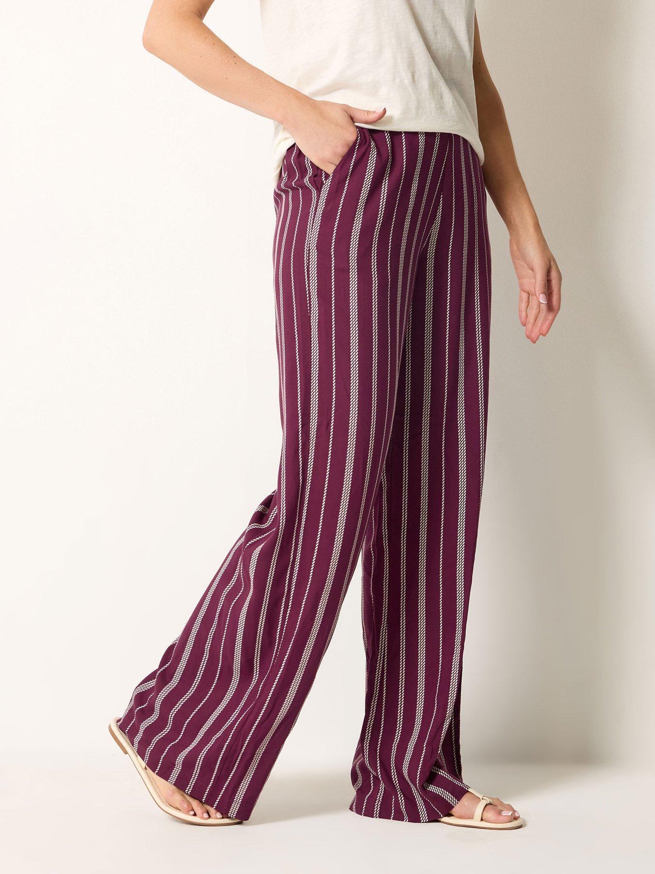 Image 1 of 4 of Long Tall Sally Twisted Rope Wide Leg Trousers 34" - Red