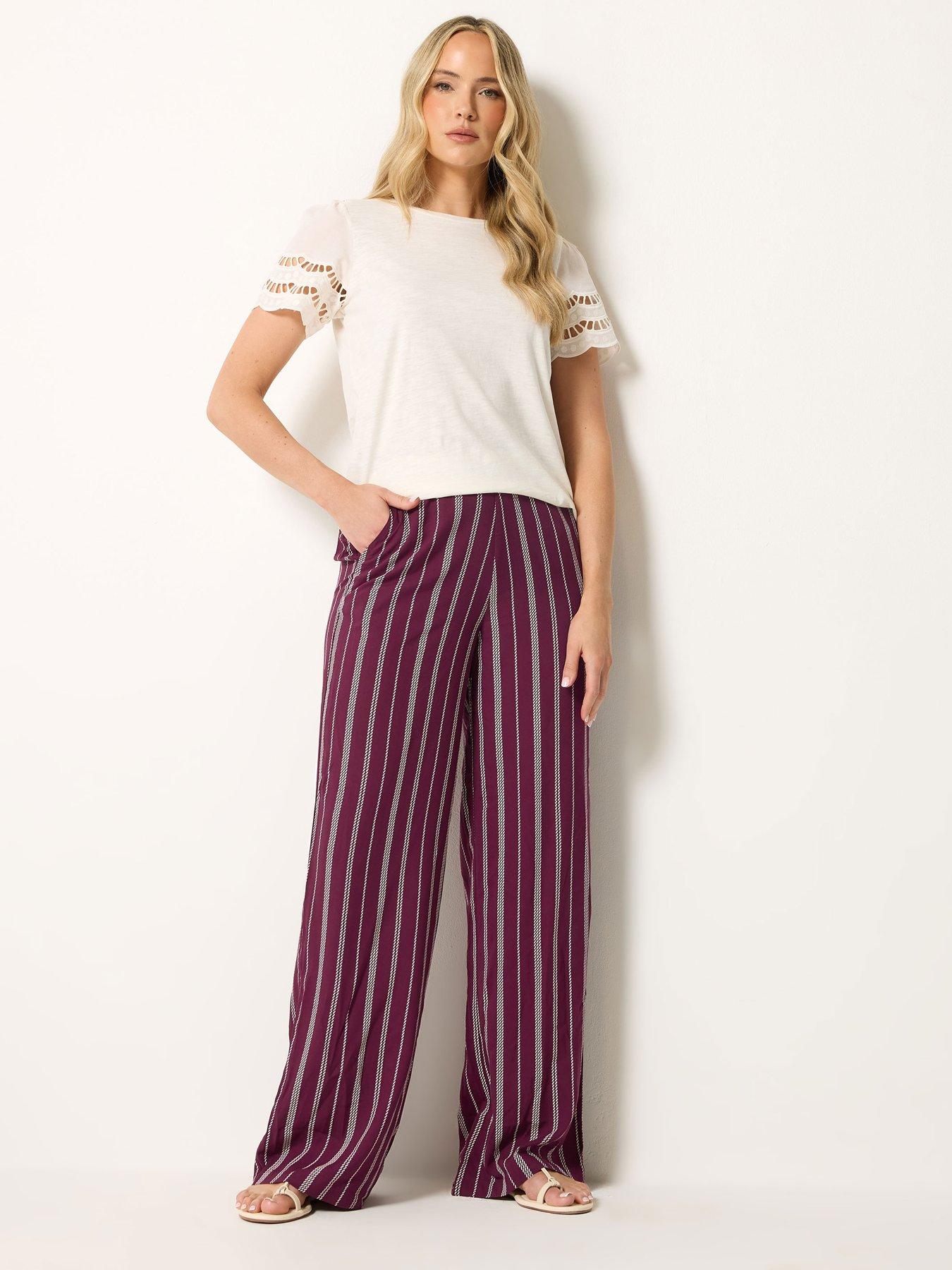 Image 3 of 4 of Long Tall Sally Twisted Rope Wide Leg Trousers 34" - Red