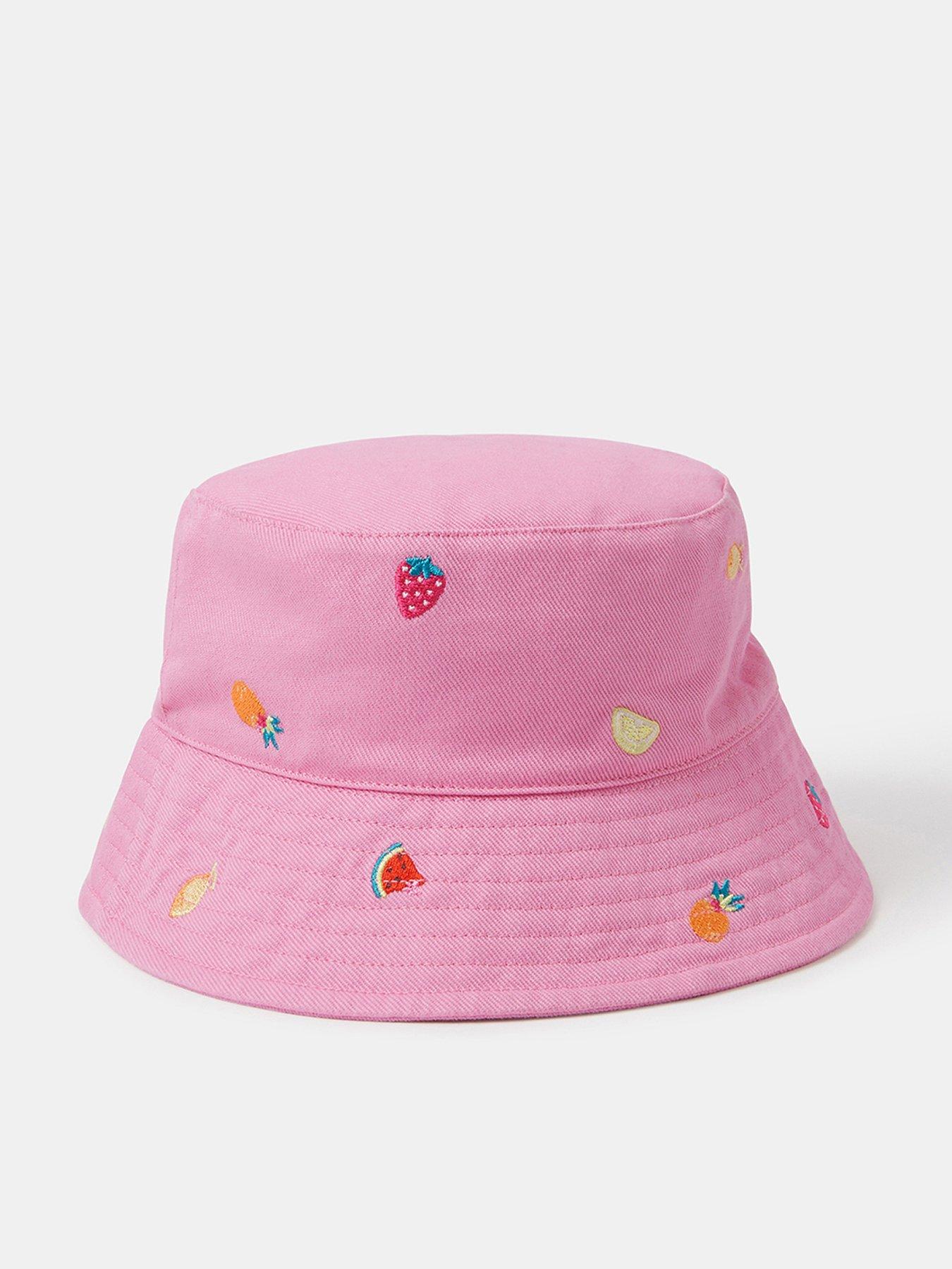Image 2 of 3 of Accessorize Girls Embroidered Fruits Bucket Hat - Pink