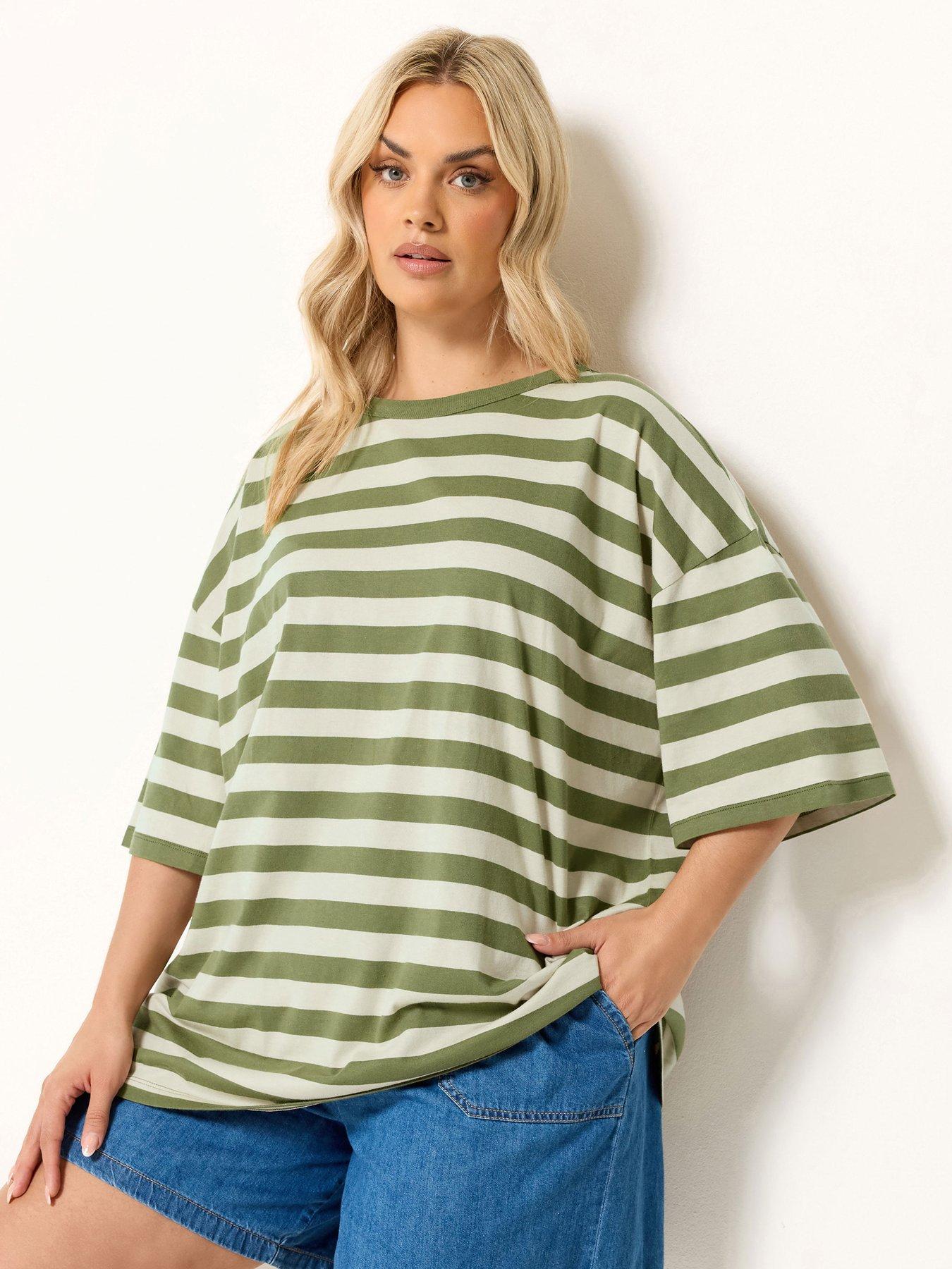 Yours Curve Striped Boxy T-shirt