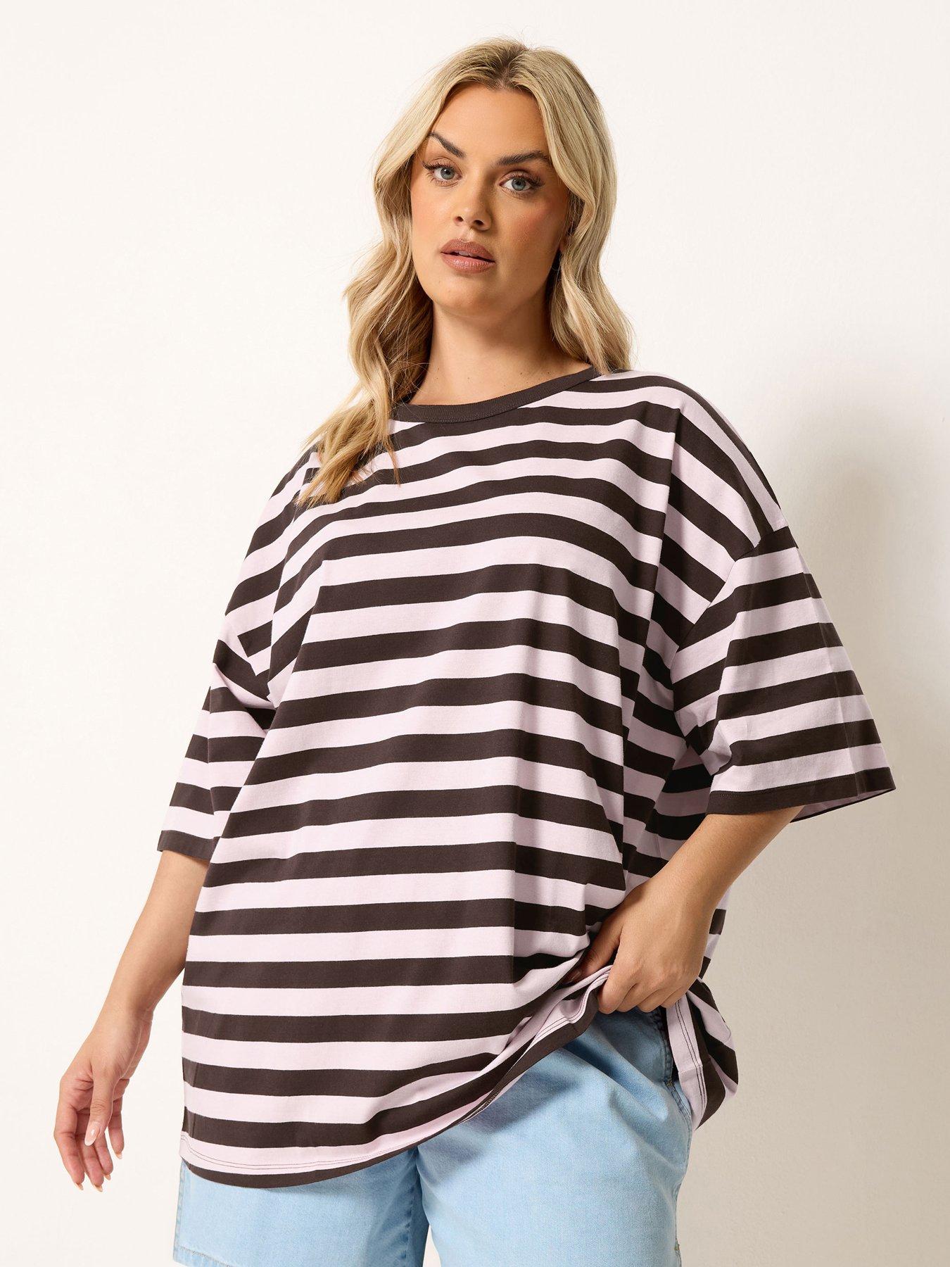 Yours Curve Striped Boxy T-shirt