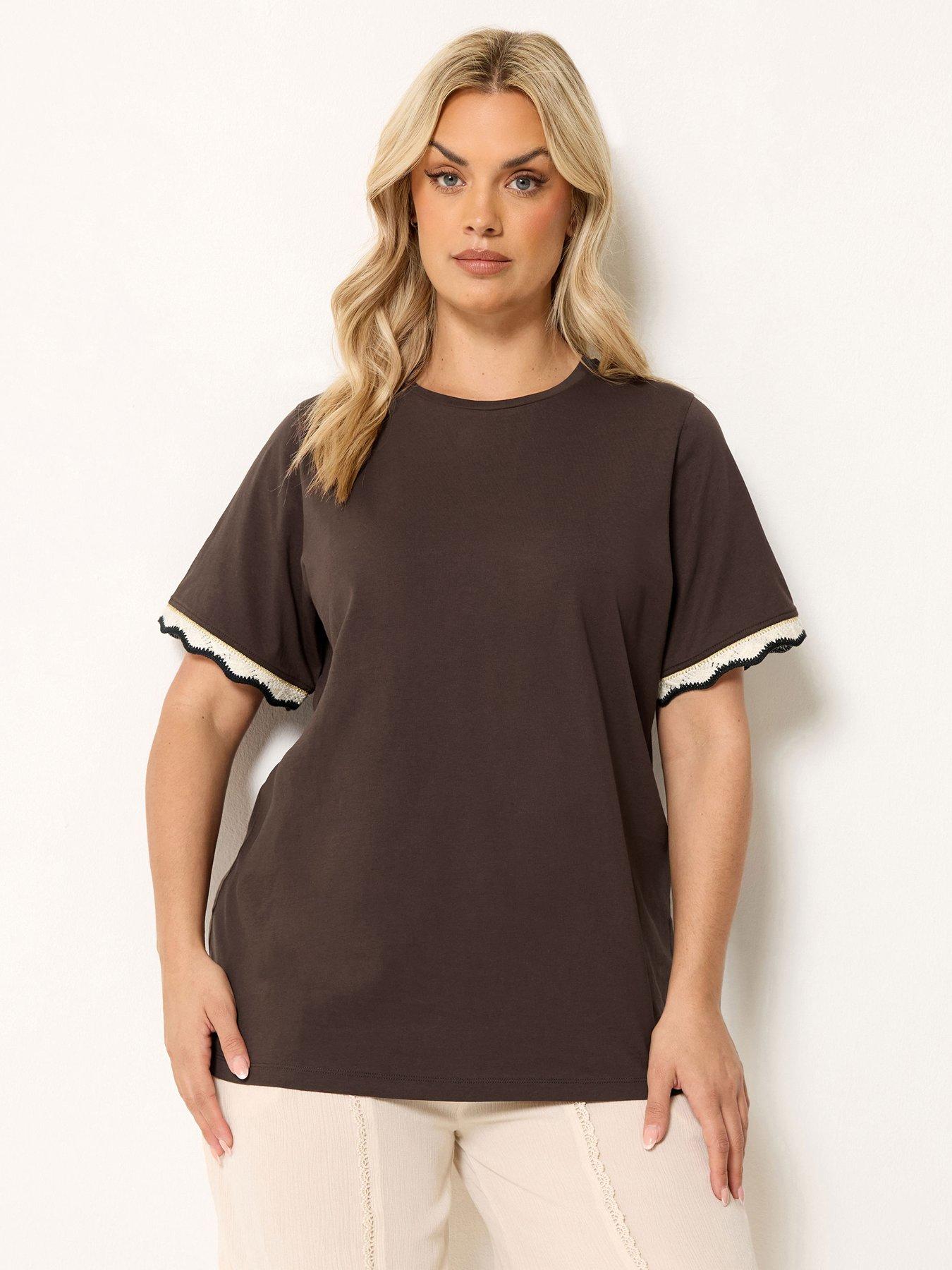 Yours Curve Lurex Trim T-shirt