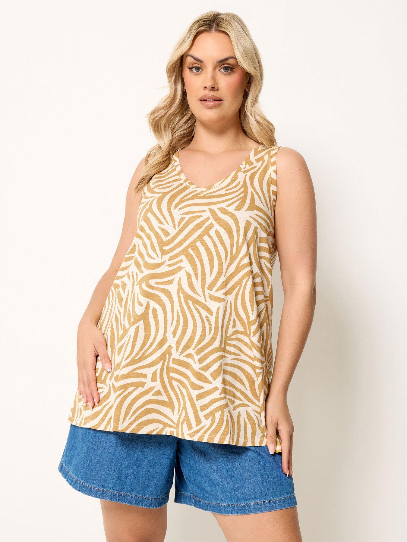 Yours Curve Zebra Vest Top - Yellow