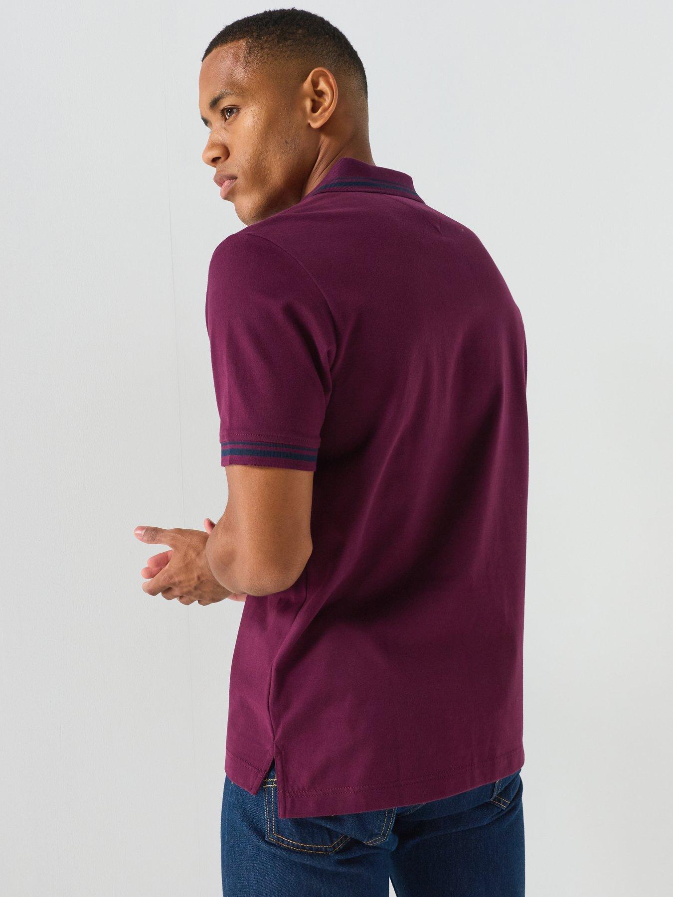 Image 2 of 6 of Tommy Jeans Regular Tipped Short Sleeve Polo Shirt - Burgundy