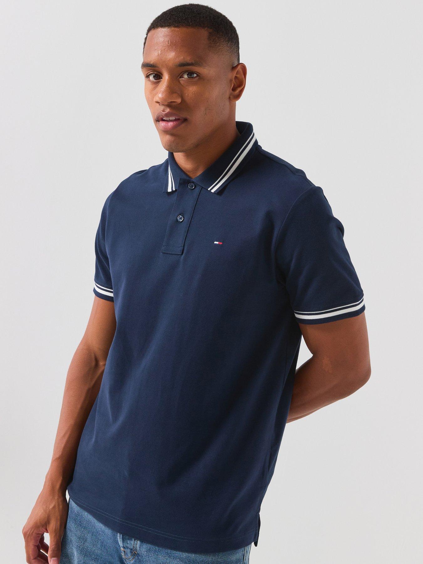 Image 1 of 6 of Tommy Jeans Regular Tipped Short Sleeve Polo - Navy
