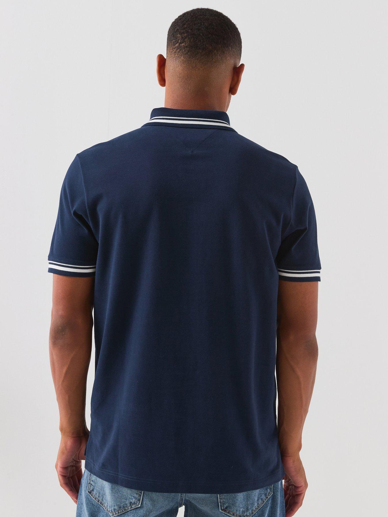Image 2 of 6 of Tommy Jeans Regular Tipped Short Sleeve Polo - Navy