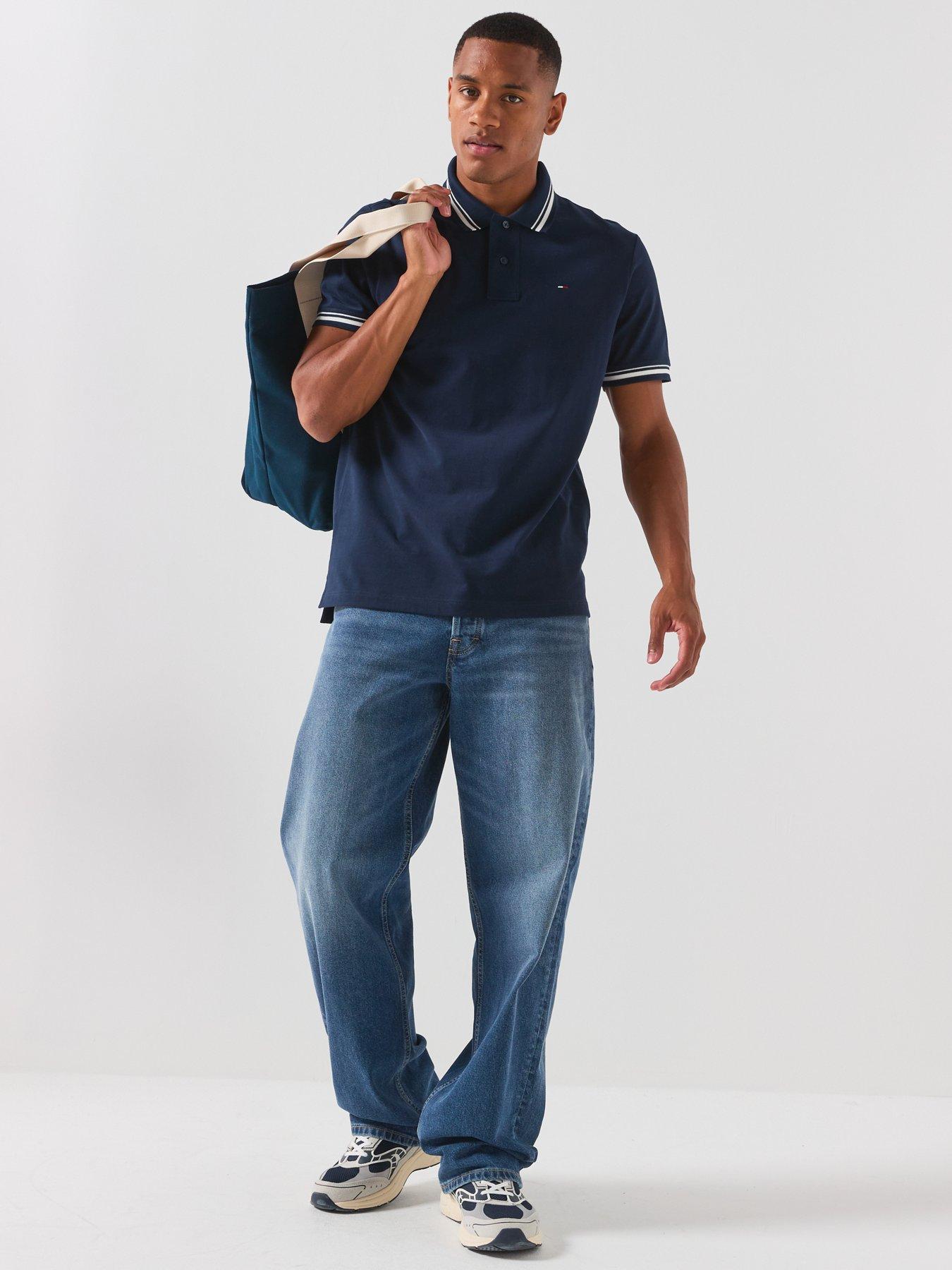 Image 3 of 6 of Tommy Jeans Regular Tipped Short Sleeve Polo - Navy