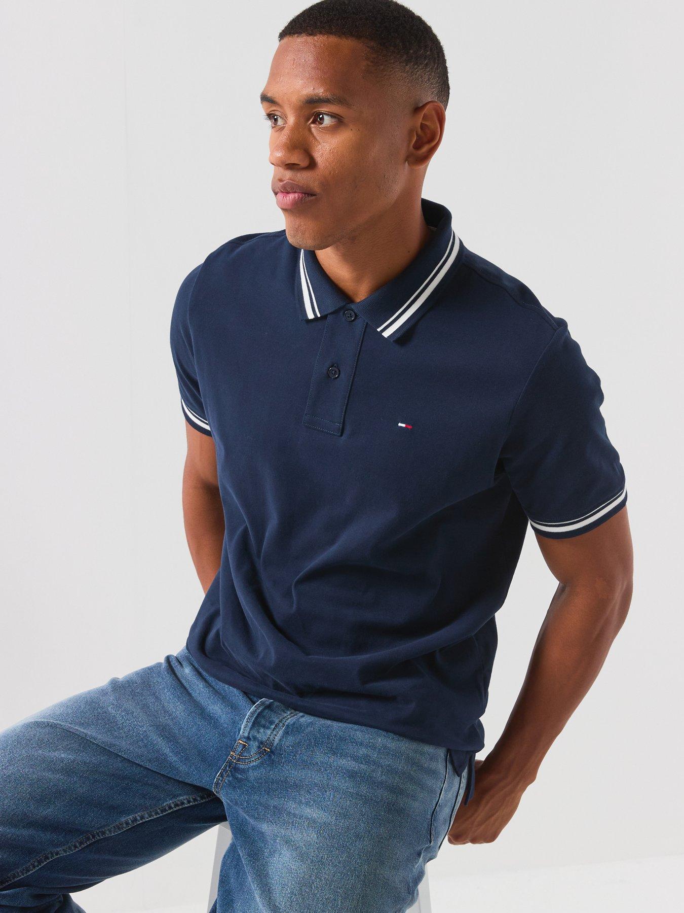 Image 4 of 6 of Tommy Jeans Regular Tipped Short Sleeve Polo - Navy