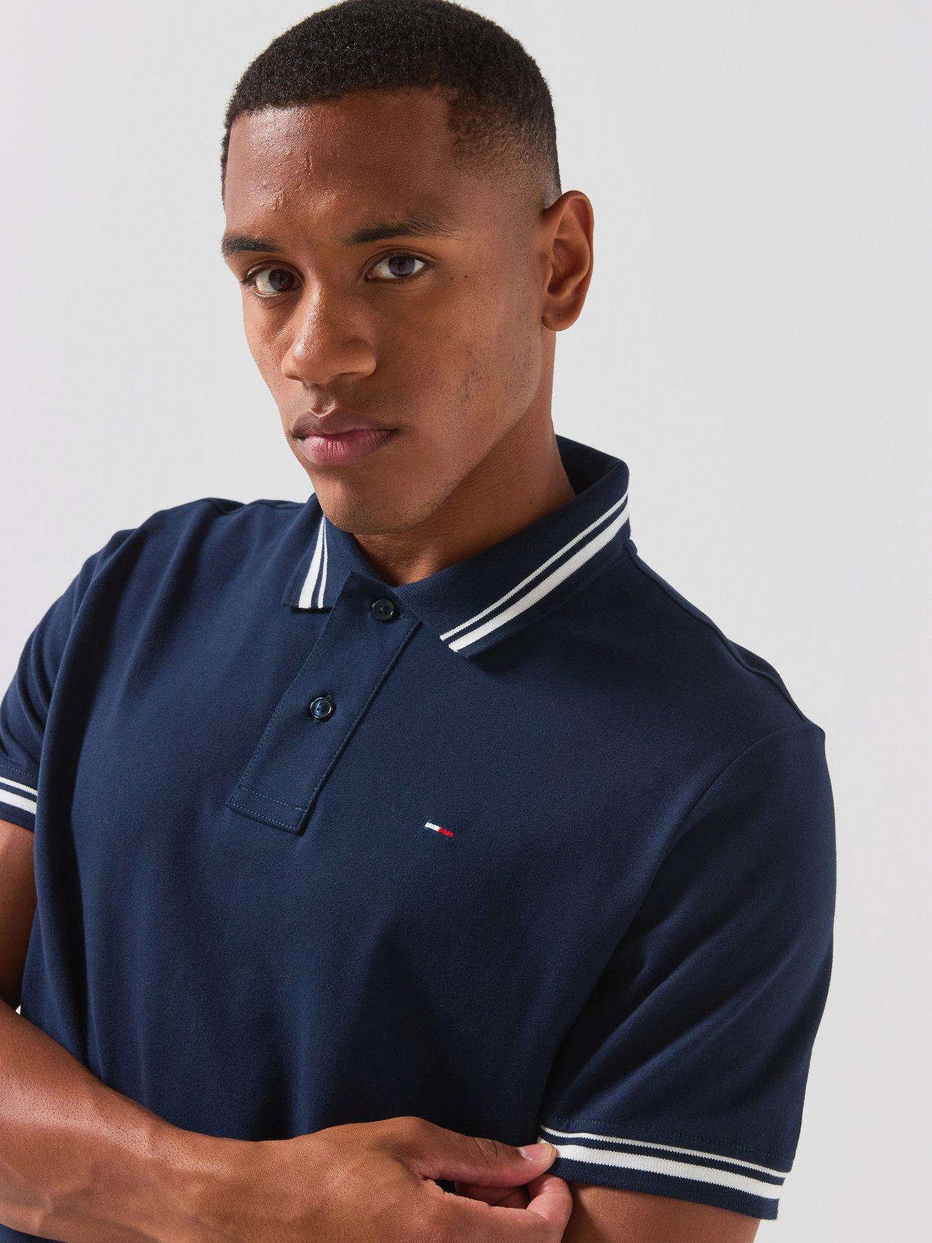 Image 5 of 6 of Tommy Jeans Regular Tipped Short Sleeve Polo - Navy