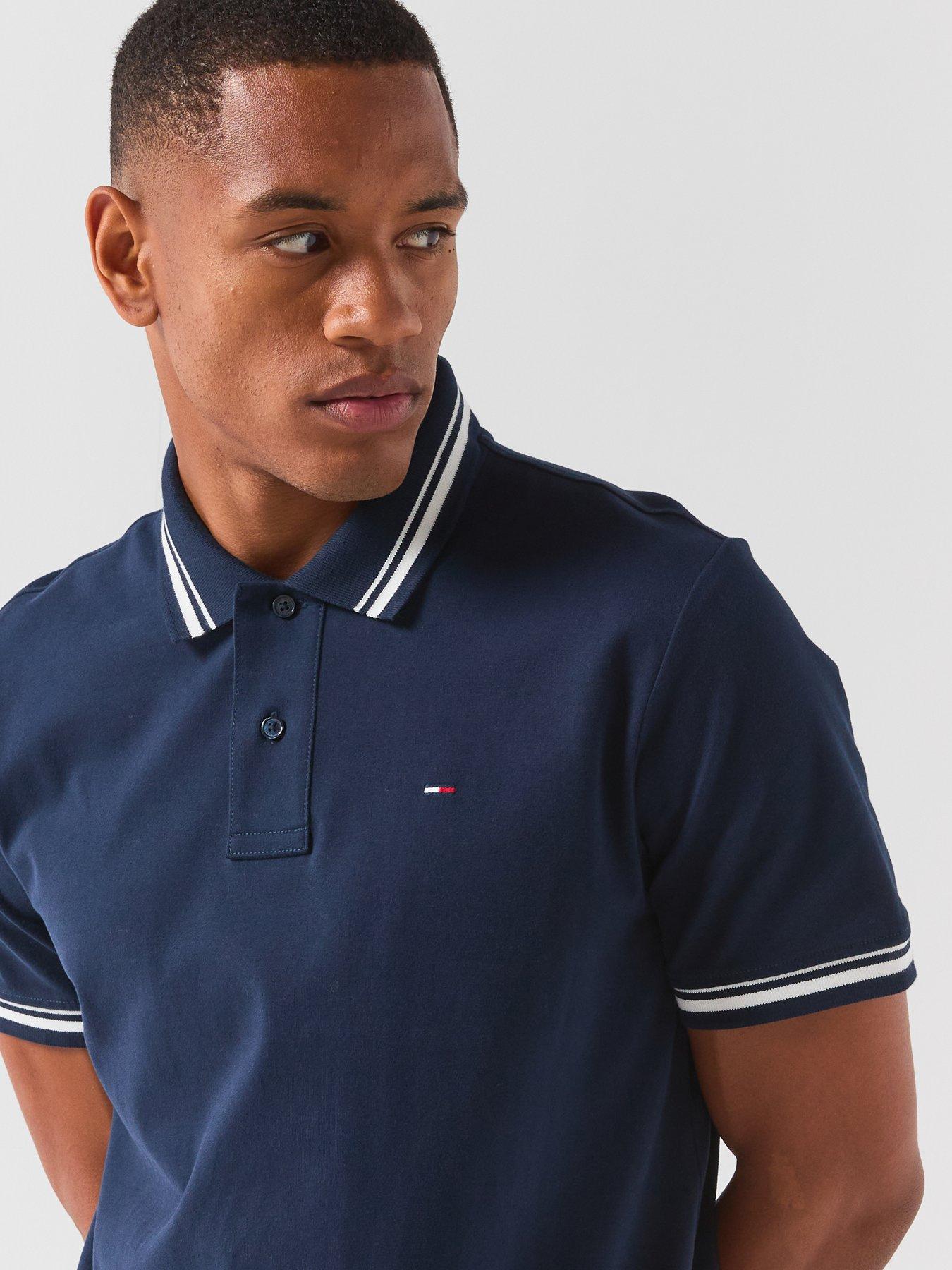 Image 6 of 6 of Tommy Jeans Regular Tipped Short Sleeve Polo - Navy