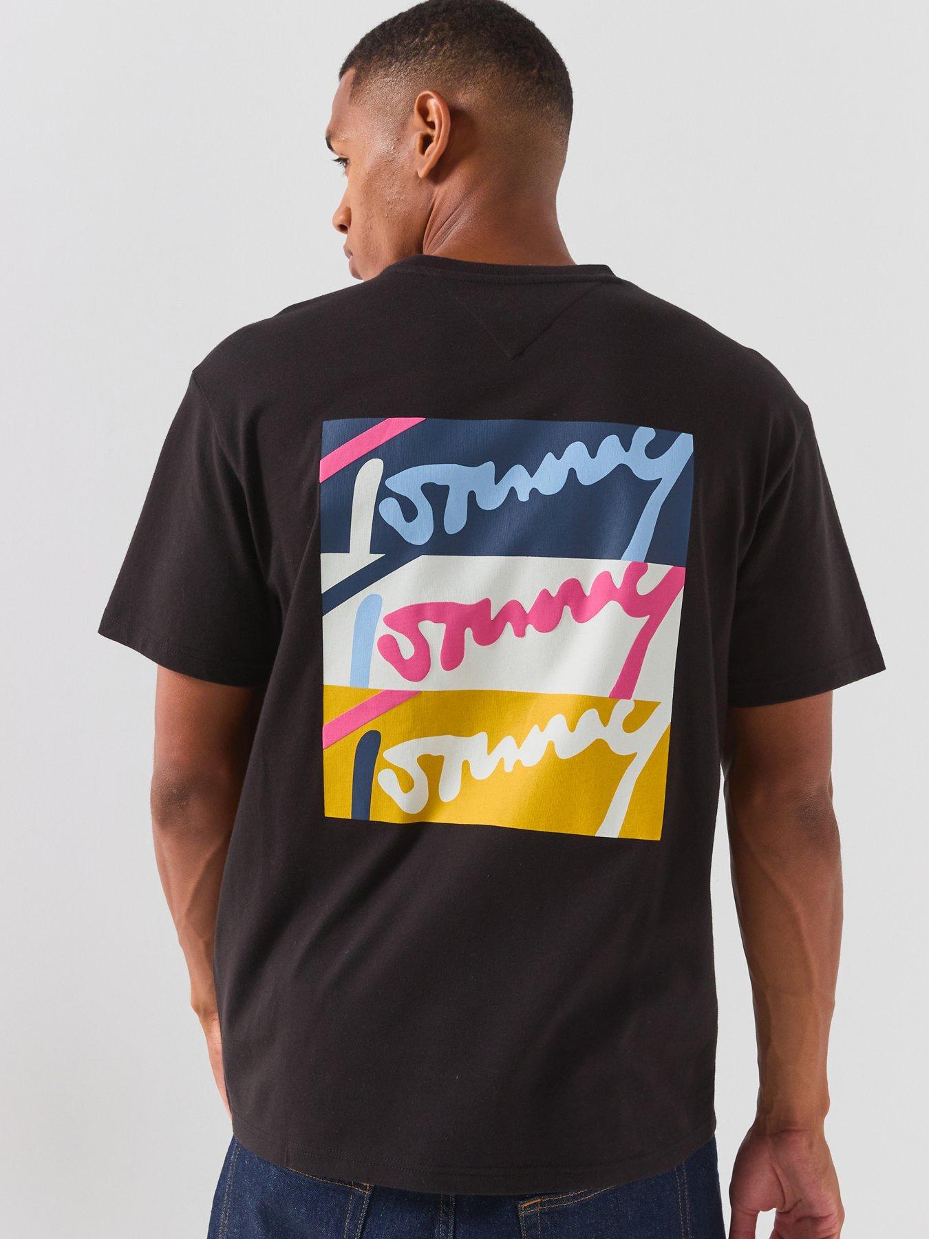 Image 1 of 6 of Tommy Jeans Relaxed Signature Back Graphic T-Shirt - Black