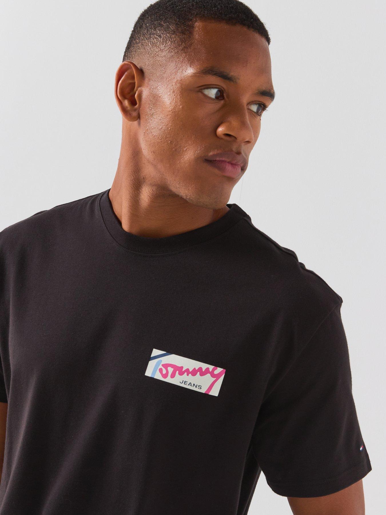 Image 4 of 6 of Tommy Jeans Relaxed Signature Back Graphic T-Shirt - Black
