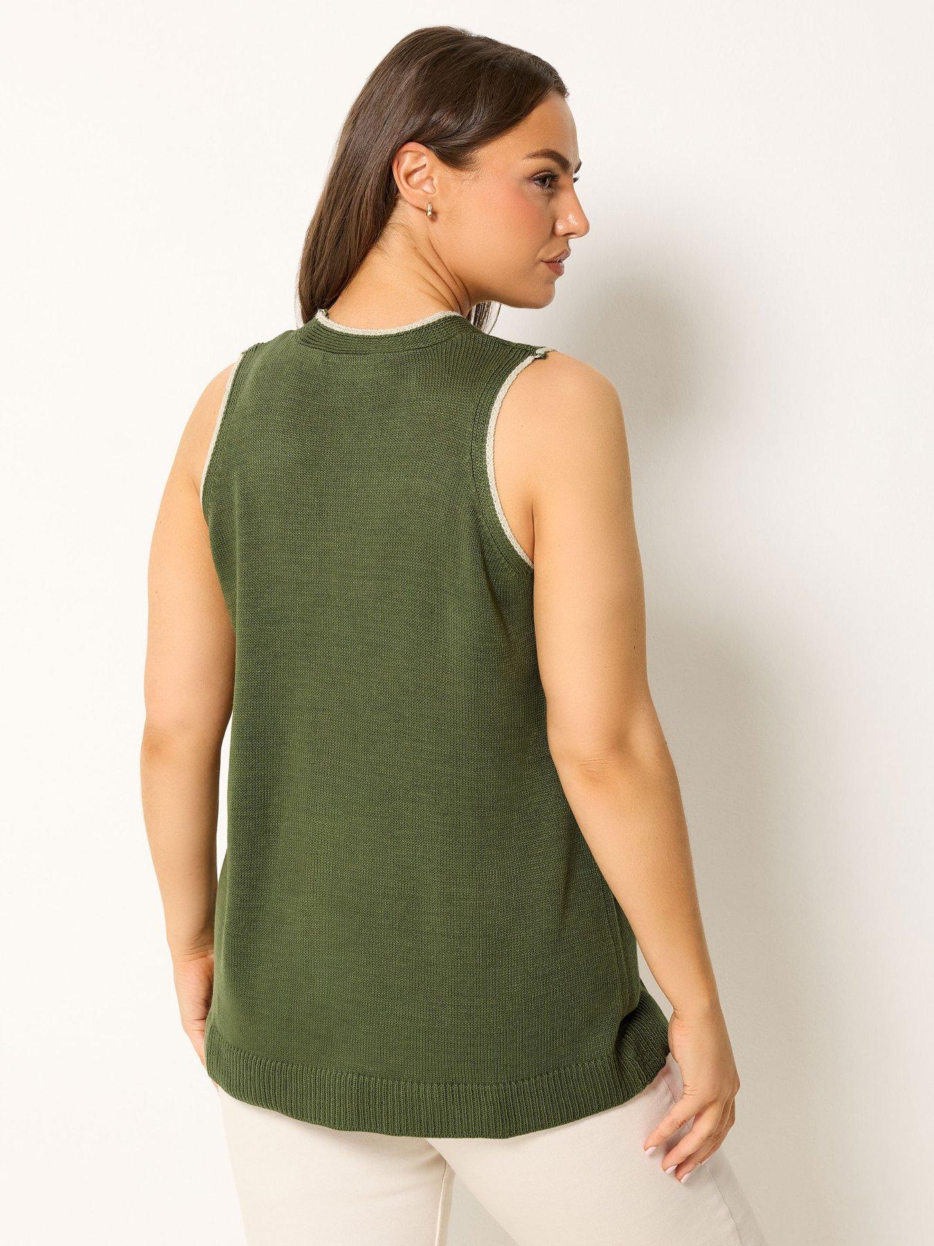 Image 2 of 4 of Yours Curve Stitch Waistcoat - Green
