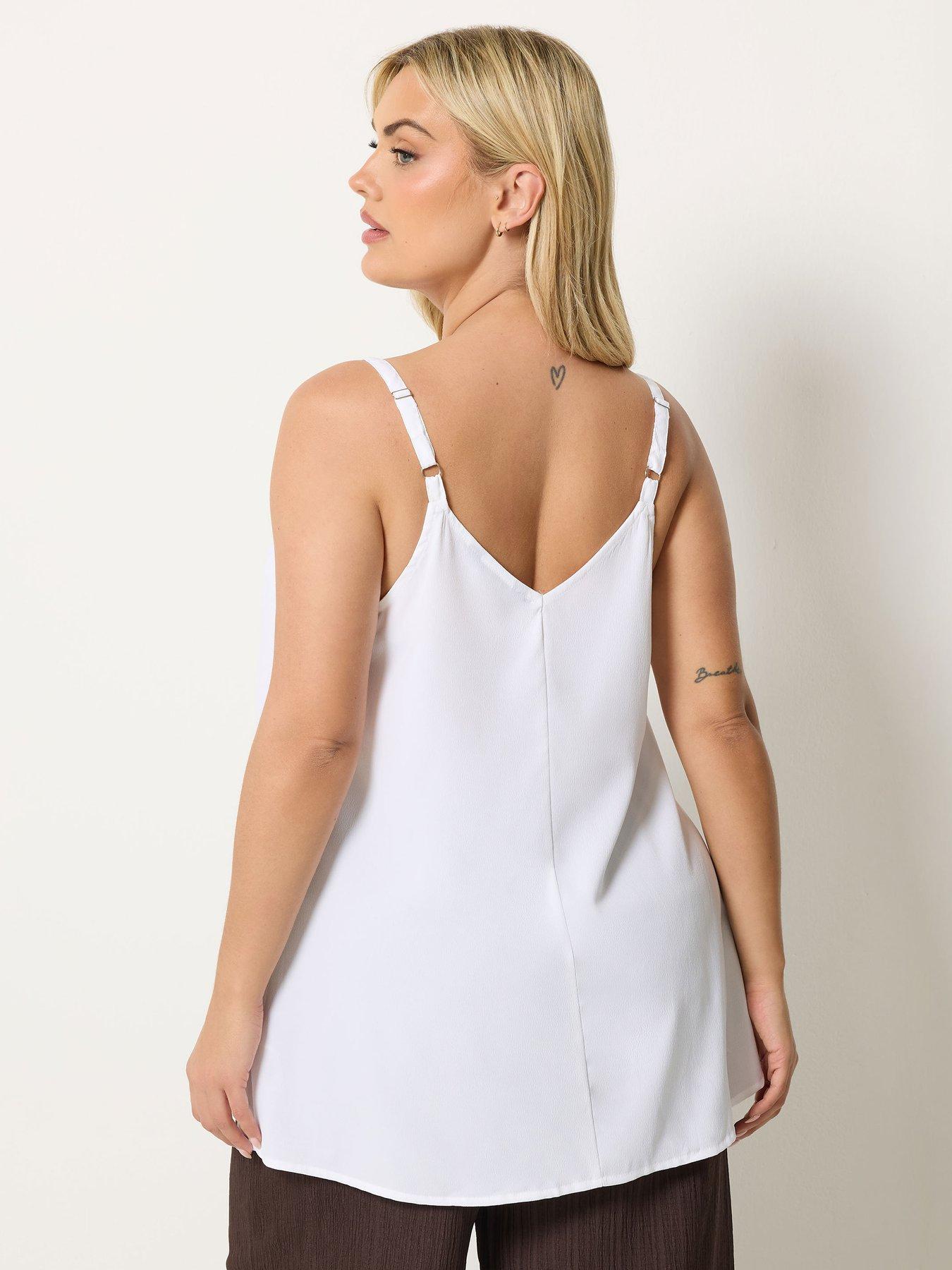 Image 2 of 4 of Yours Curve Lace Insert Detail Cami Top - White