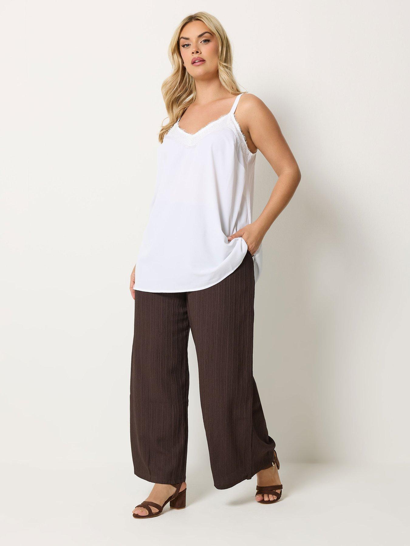 Image 3 of 4 of Yours Curve Lace Insert Detail Cami Top - White